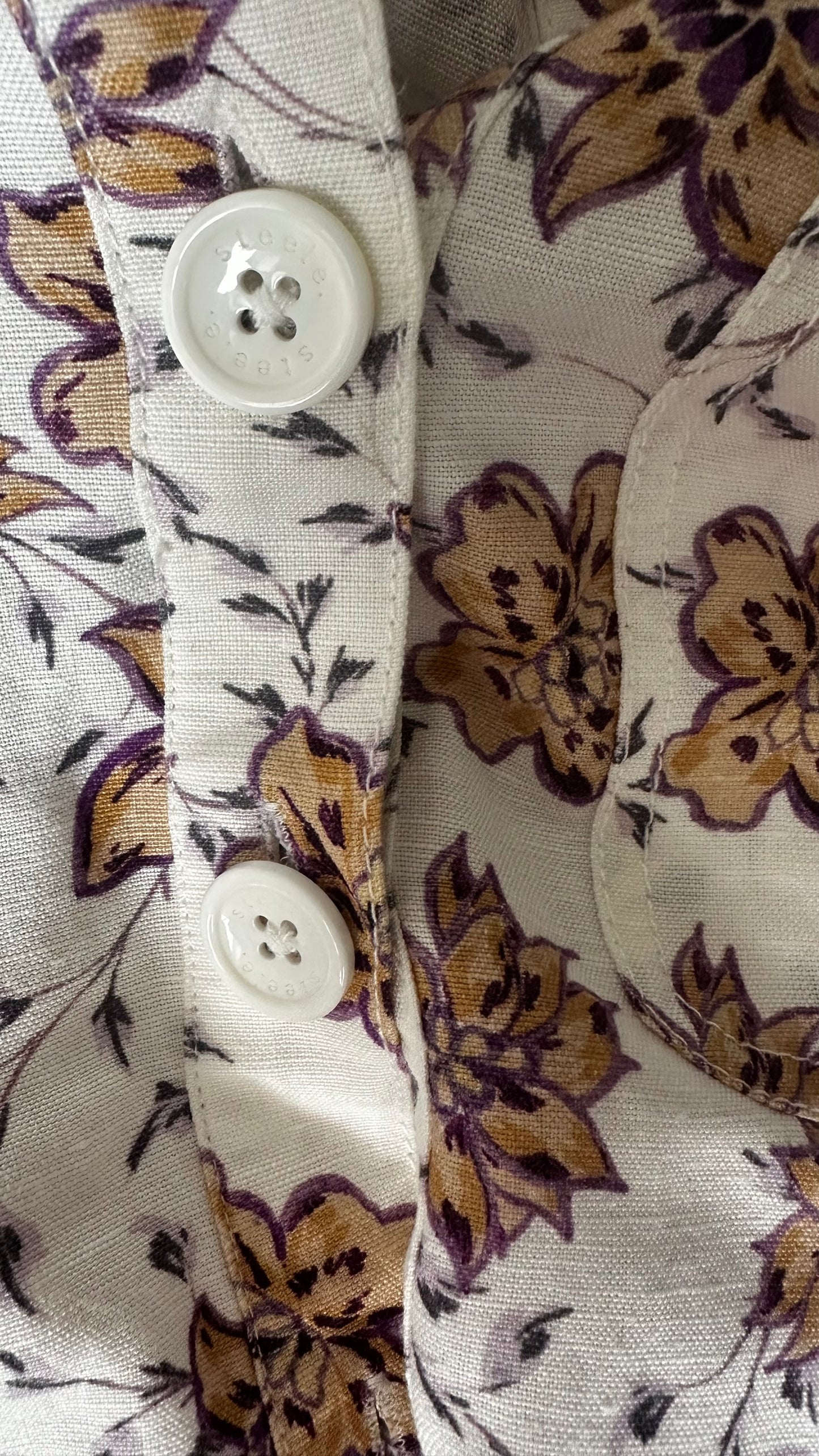 Steele cream lilac floral shirt mini dress linen blend small UK 10-12 vgc