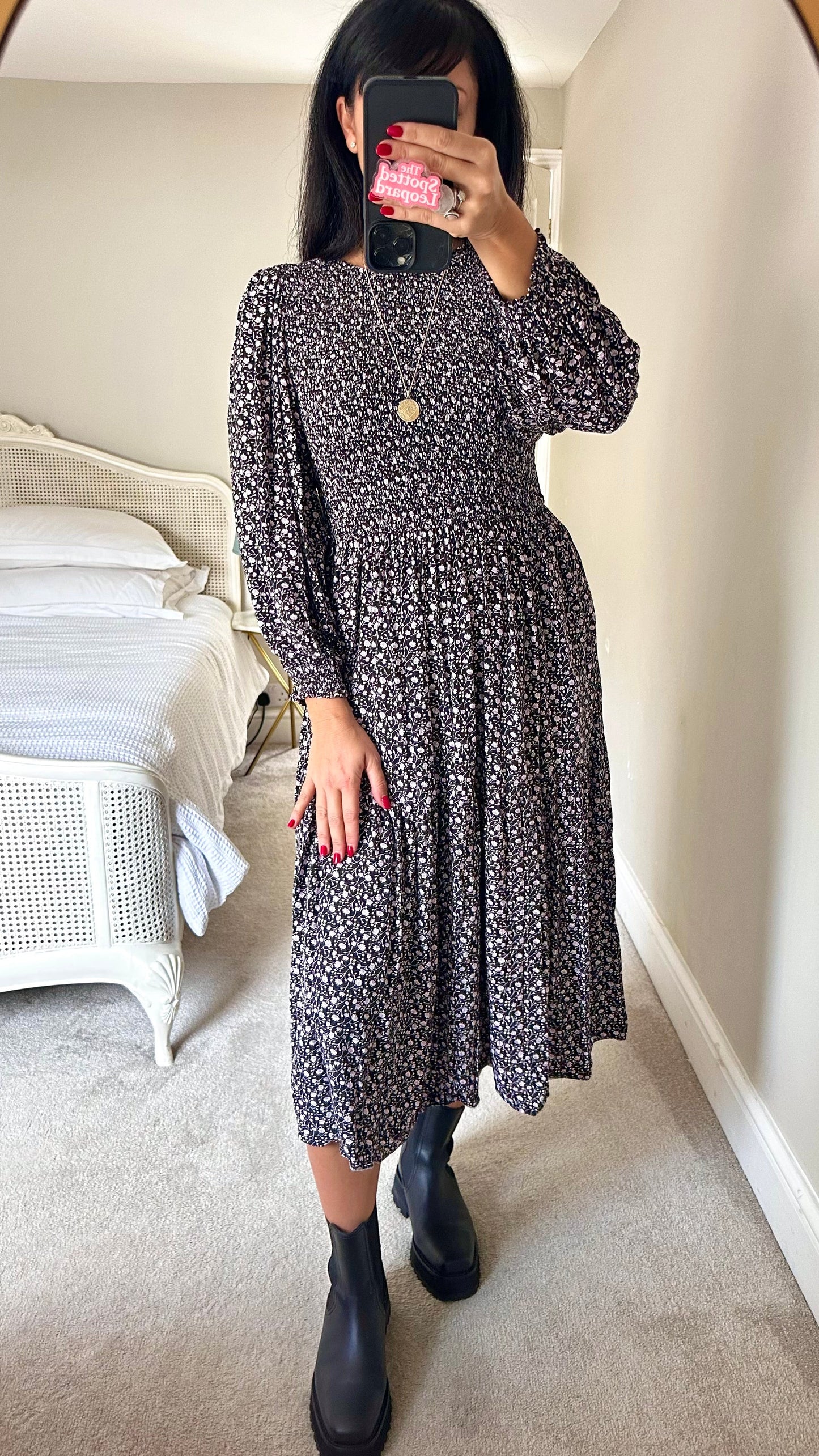 & other stories black lilac tiered prairie midi long dress extra large UK 10 12 14