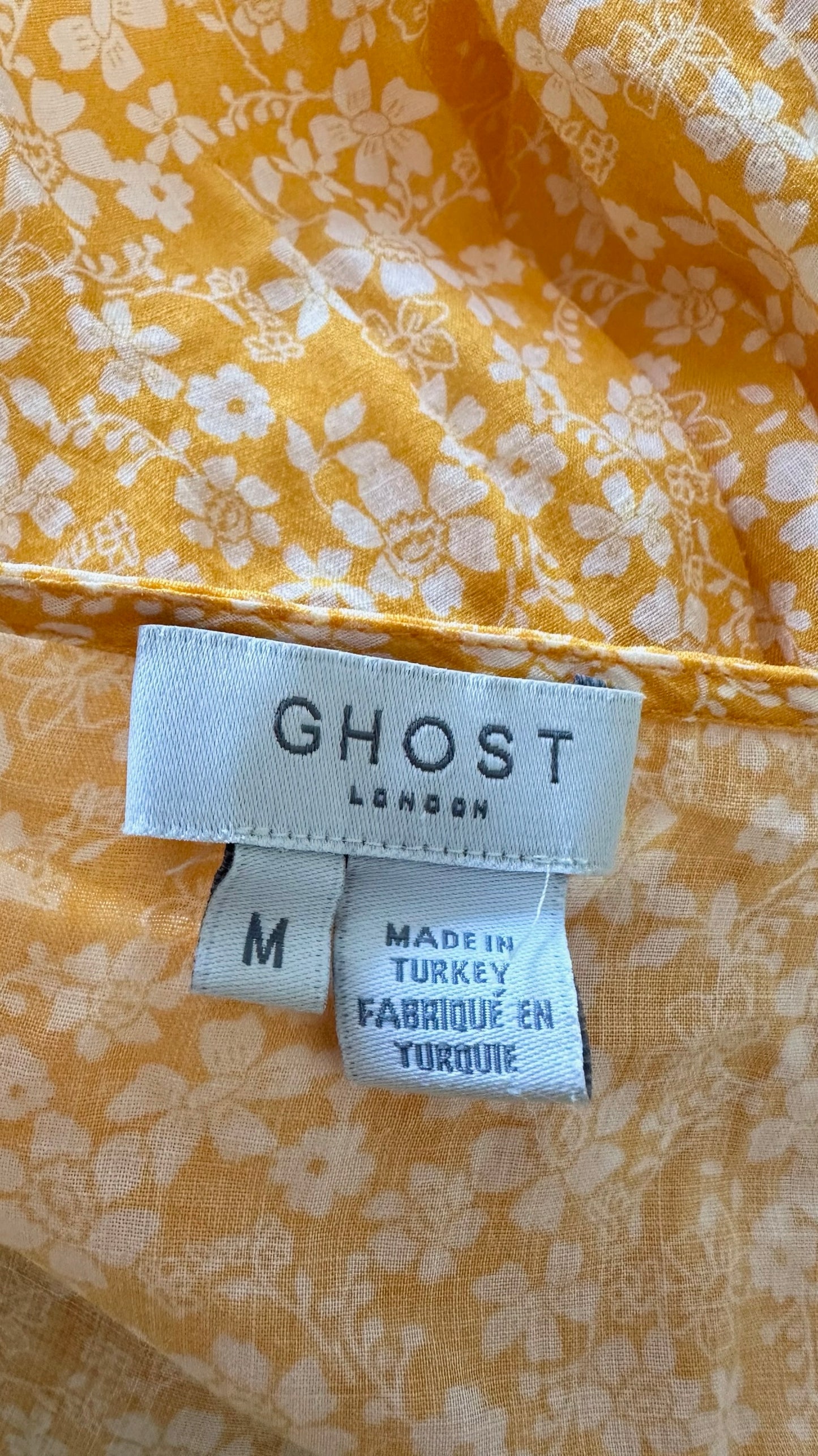 Ghost wedding guest orange floral print wrap midi dress medium M UK 10-12