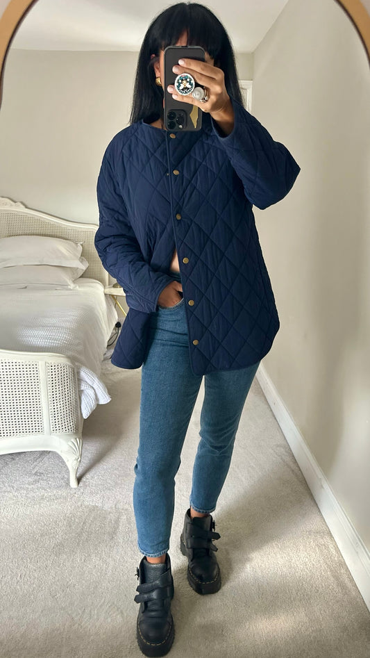 &Other stories navy blue quilted jacket small S UK 8 great used condition