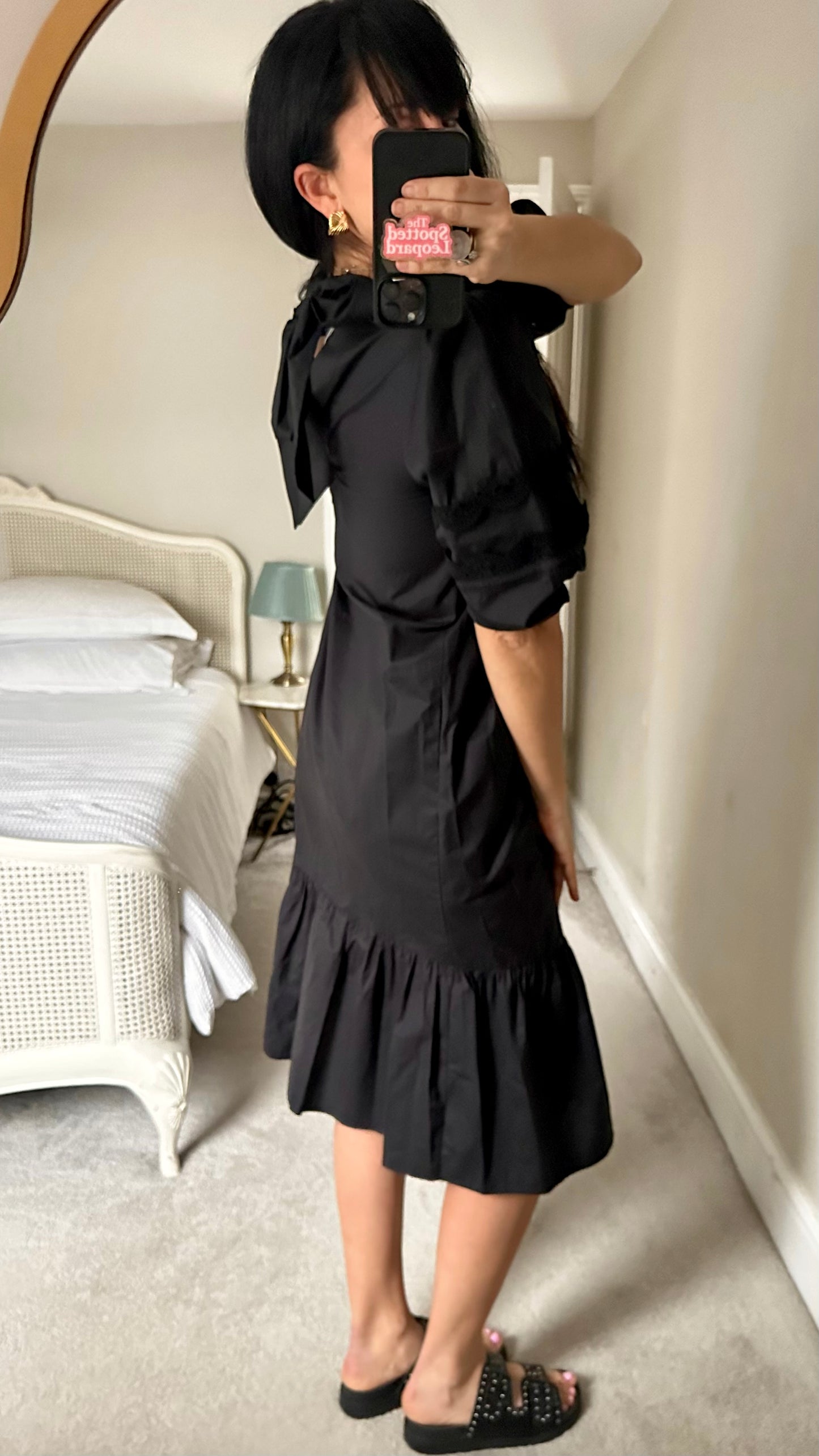Oliver Bonas black cotton long holiday midi extra small UK 6 8 new bnwt