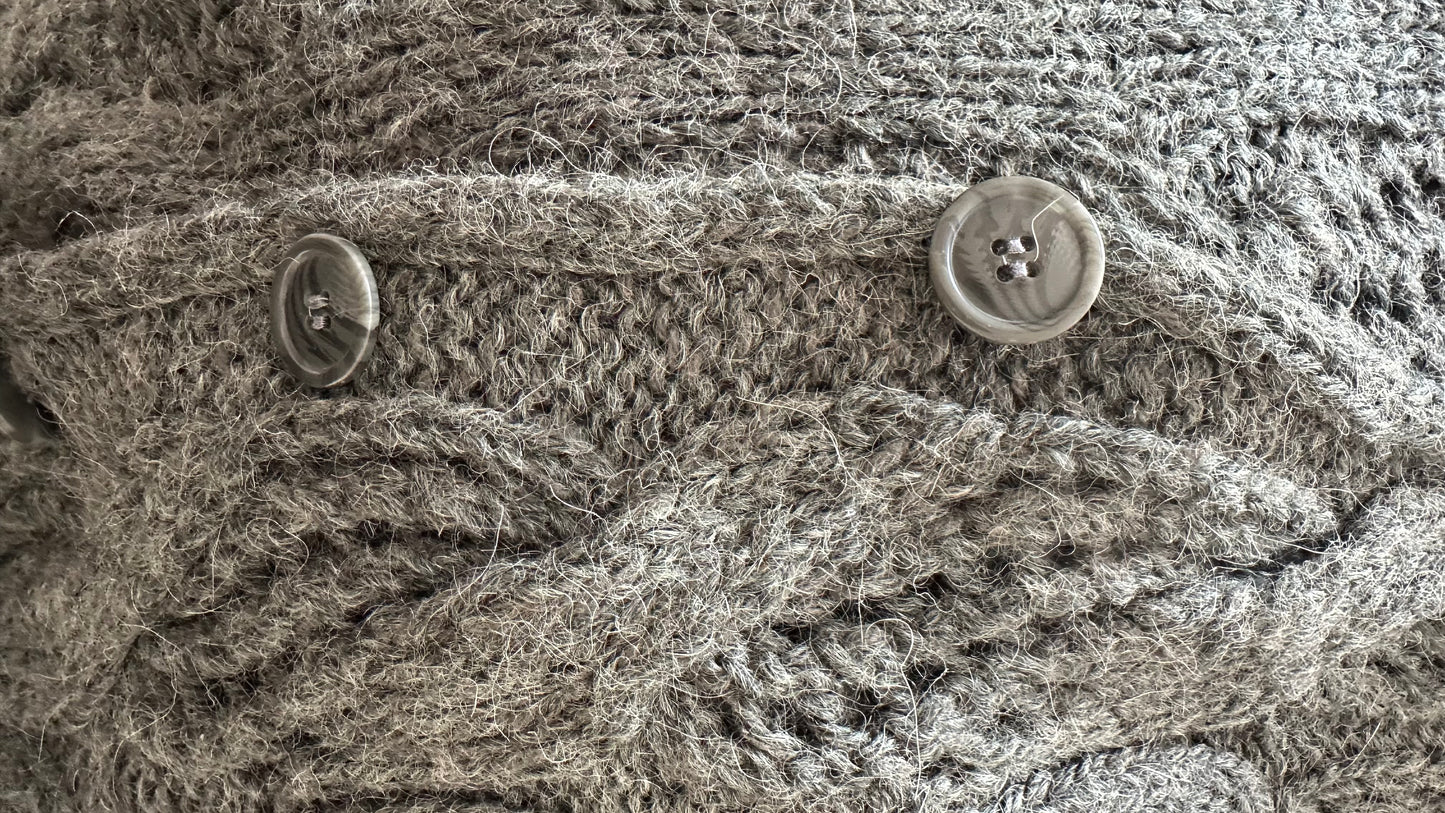 French connection grey mink mohair blend knitted cardigan jumper oversized medium UK 10 12 vgc