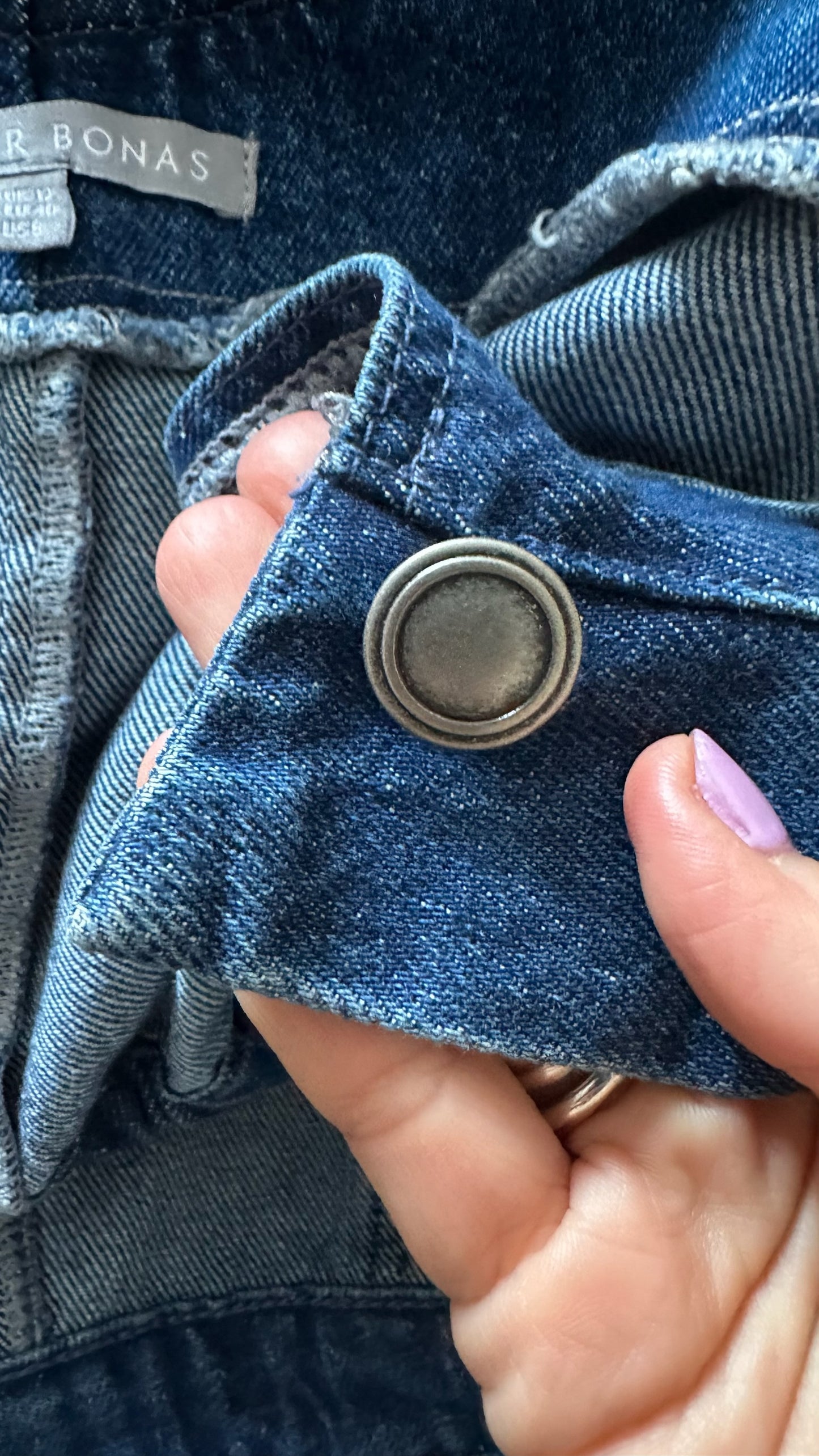 Oliver bonas navy blue denim dungarees jumpsuit trouser suit medium UK 8 12 vgc