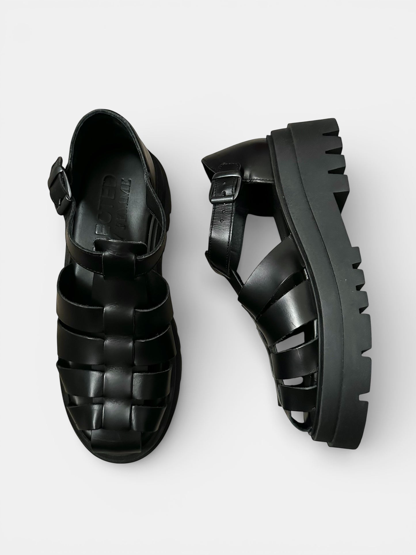 Selected Femme @ Anthropologie black fisherman cage sandals shoes UK 5 EU 38 new bnib