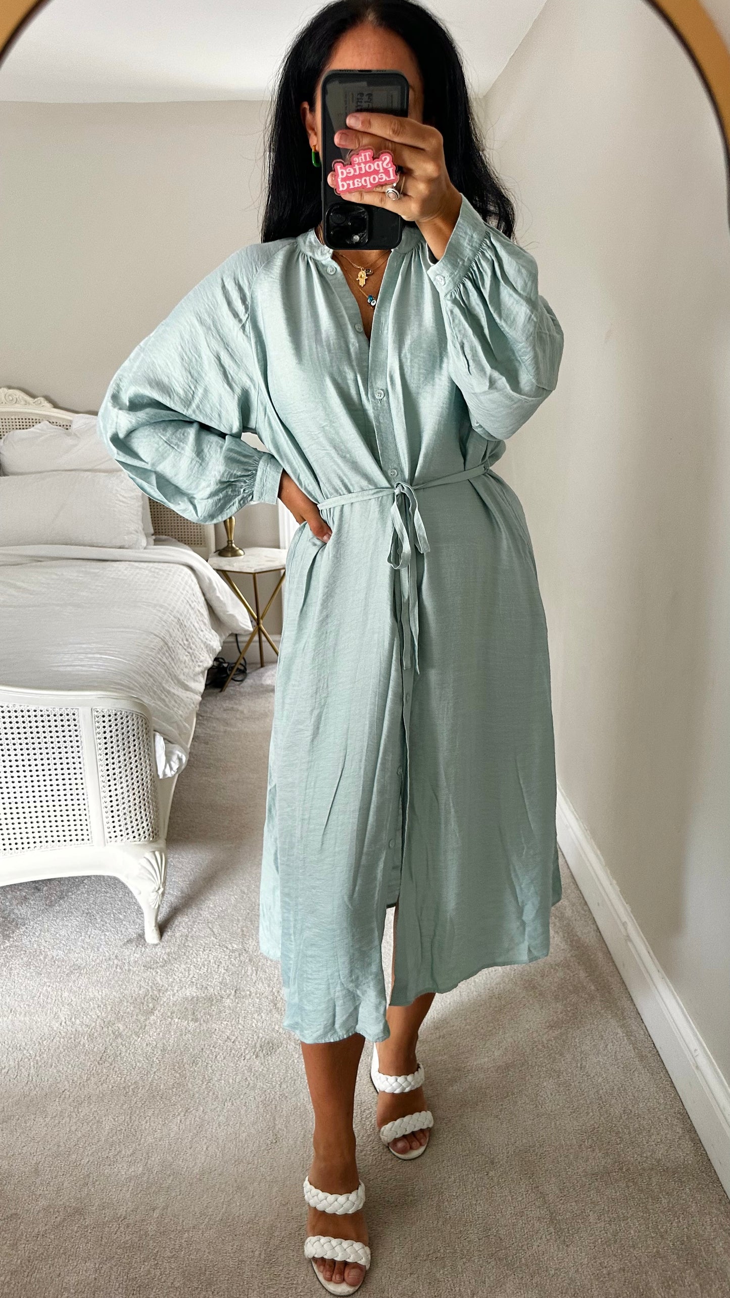 & other stories light blue button up midi shirt dress small medium UK 8 10 12 vgc