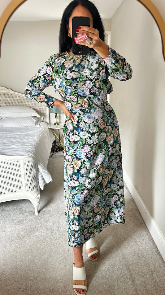 & other stories blue black backless midi long event dress medium UK 12 vgc