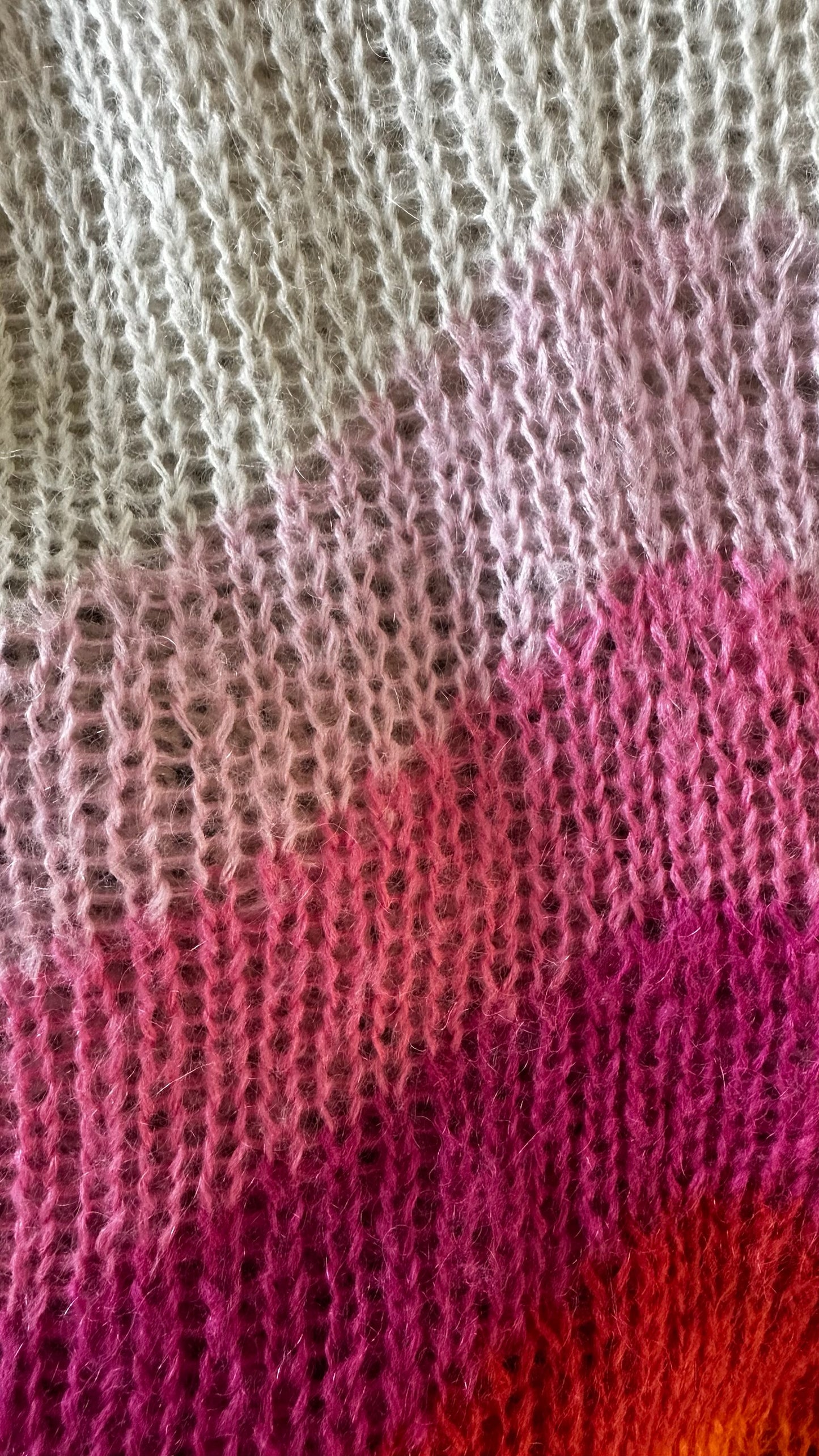 Jeff pink orange cream mohair wool blend designer knitted jumper UK 10 vgc XMS25