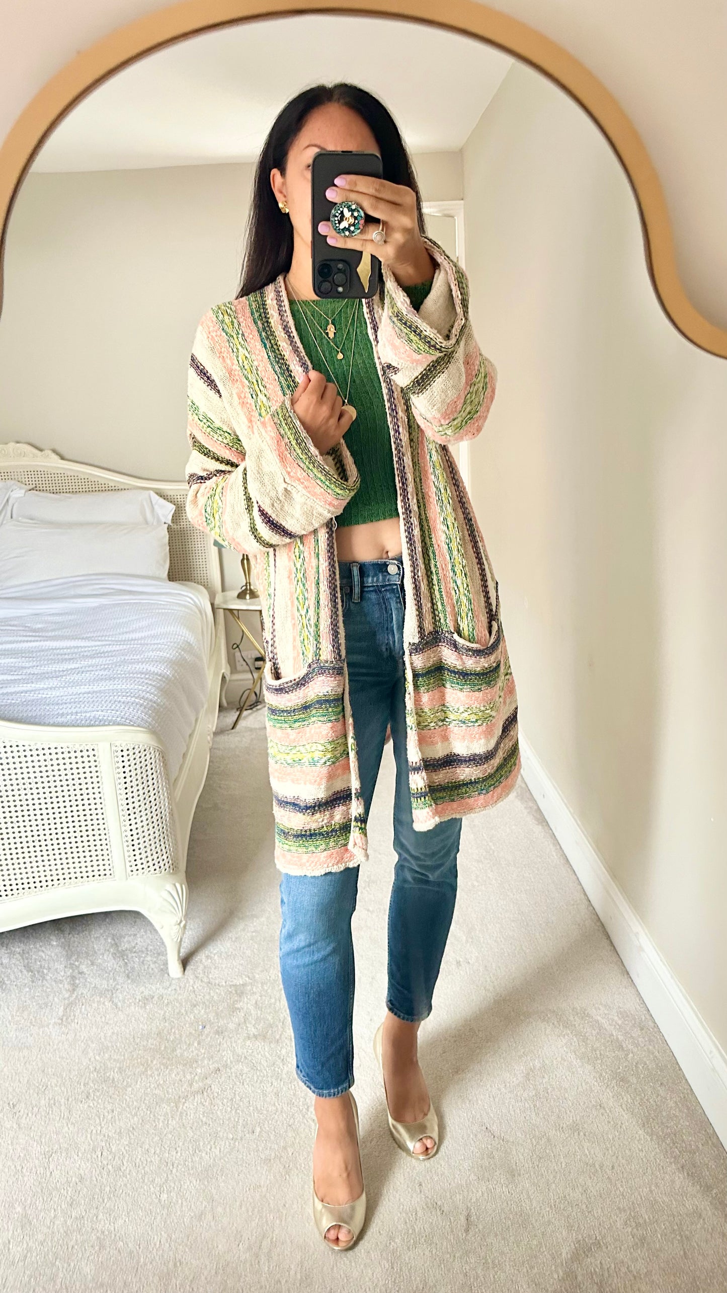 Pilcro @ Anthropologie cotton blend oversized boho long line cardigan medium / large UK 12-14 vgc