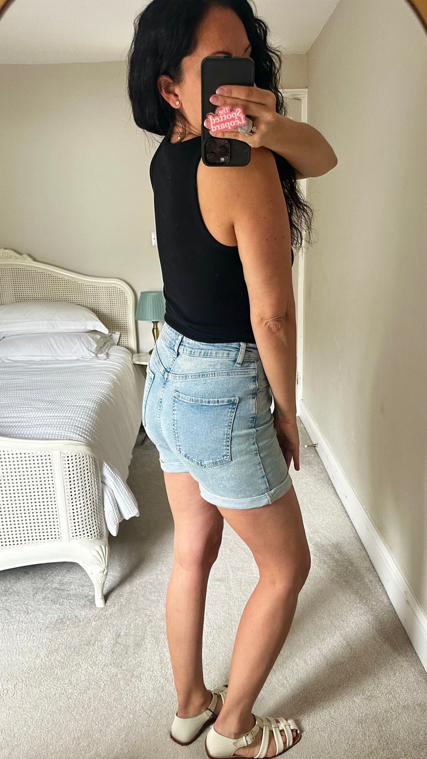 HUSH light blue denim jeans shorts small cotton holiday UK 10 vgc
