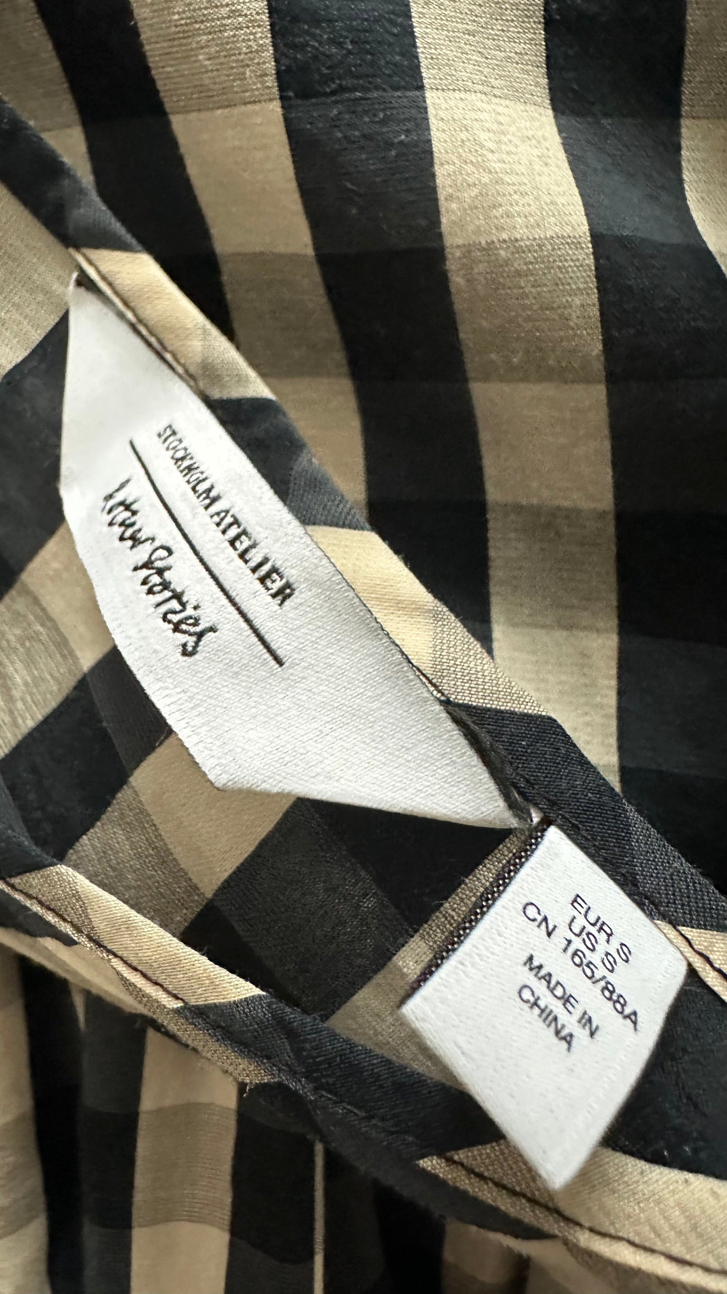 & other stories navy beige check gingham dress small medium UK 10 oversized vgc