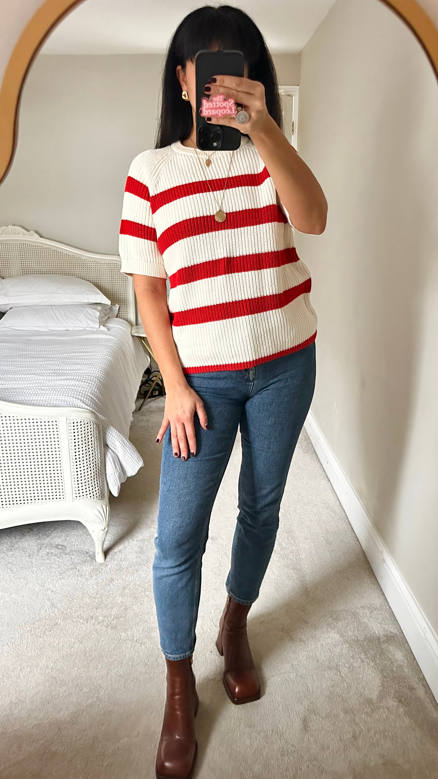 Selected Femme @ Anthropologie red white stripe knitted top jumper medium UK 12 vgc