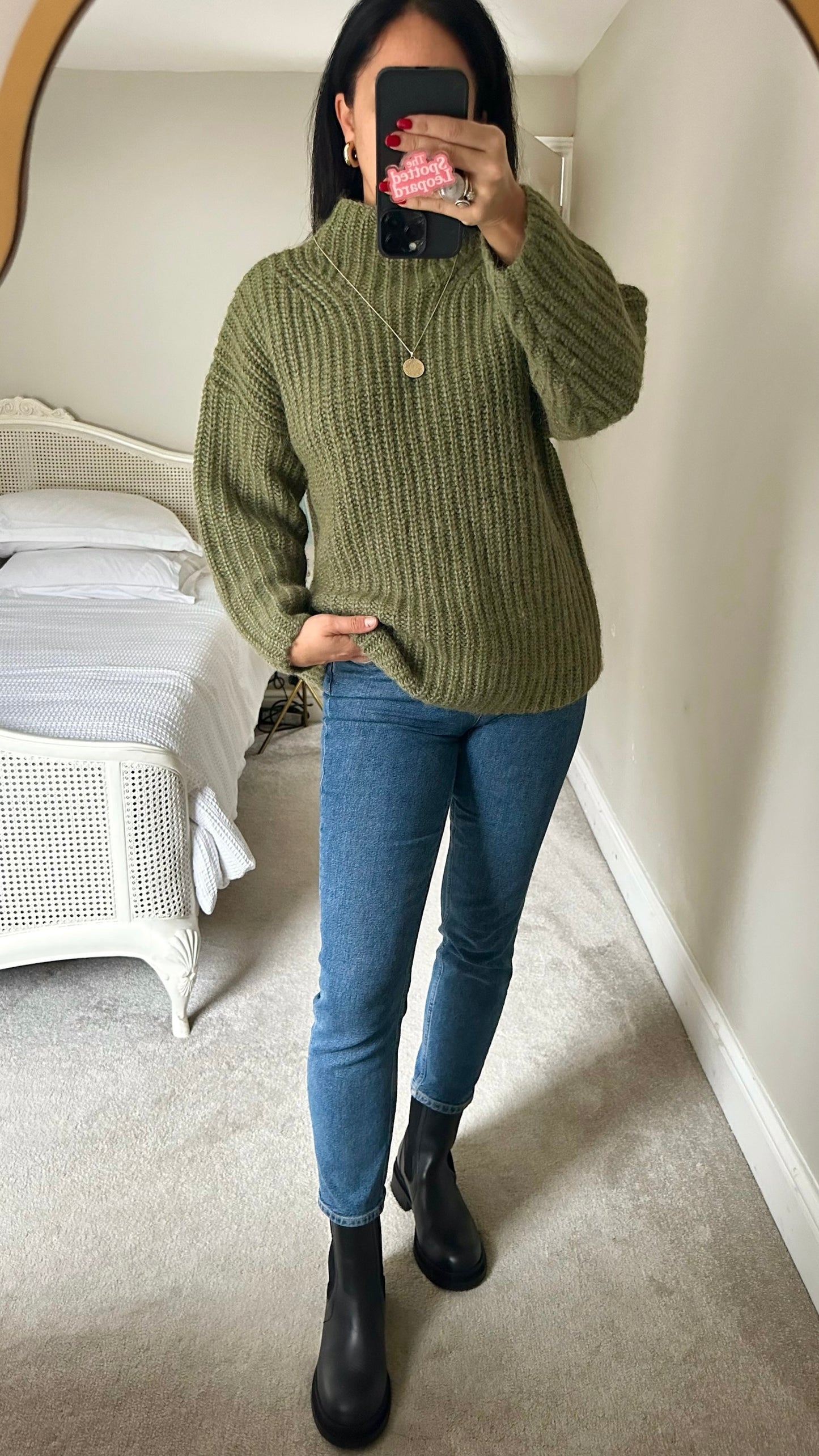 & other stories khaki olive green alpaca wool blend knitted jumper small medium UK 10 vgc XMS25