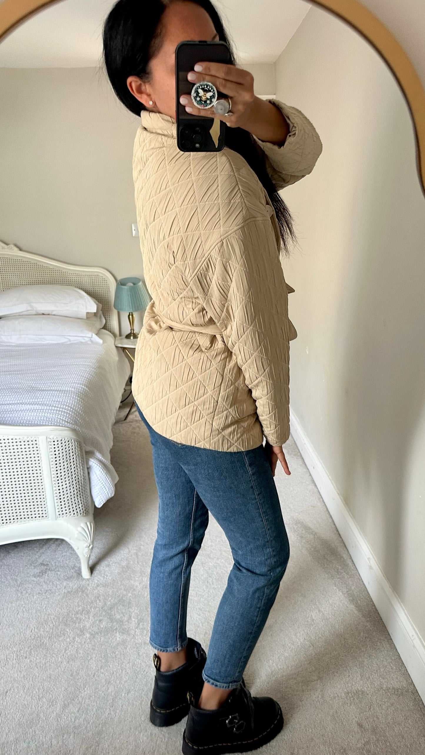 & other stories cream beige quilted jacket small UK 8 vgc w25