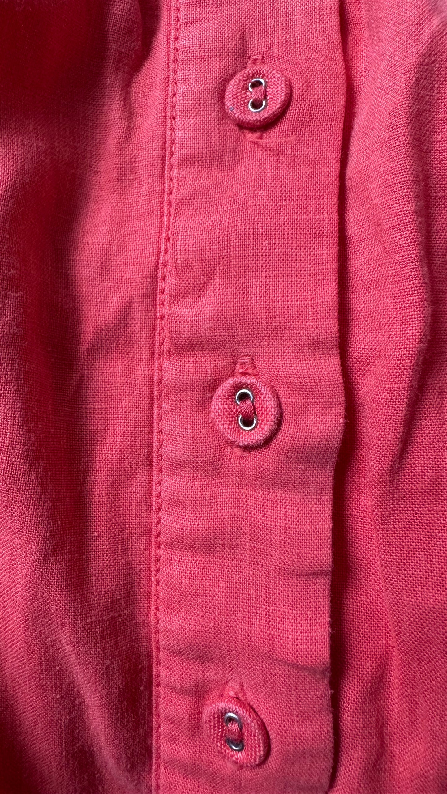 Oliver Bonas coral Orange linen blend button up mini holiday dress small medium UK 10-12 vgc