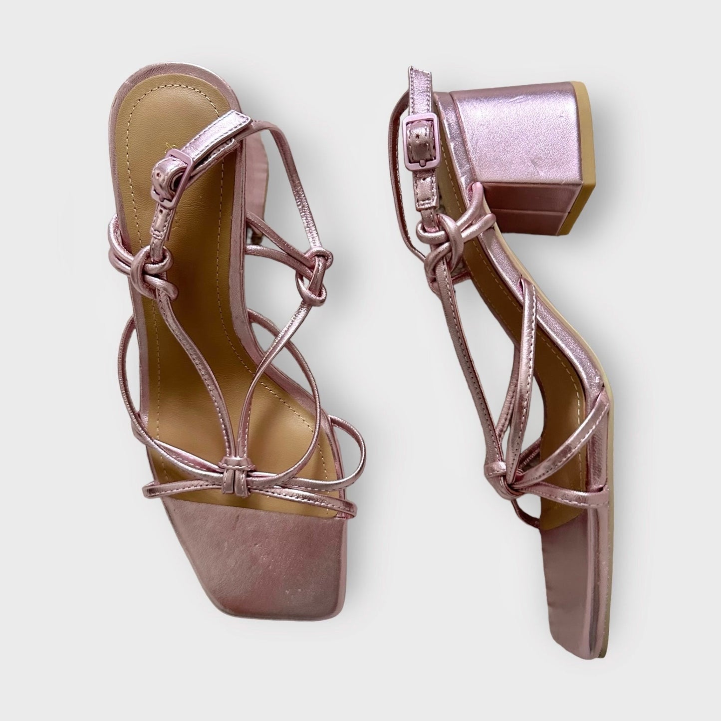 & Other Stories pink metallic strappy party shoes sandals leather wedding guest new EU 37 UK 4