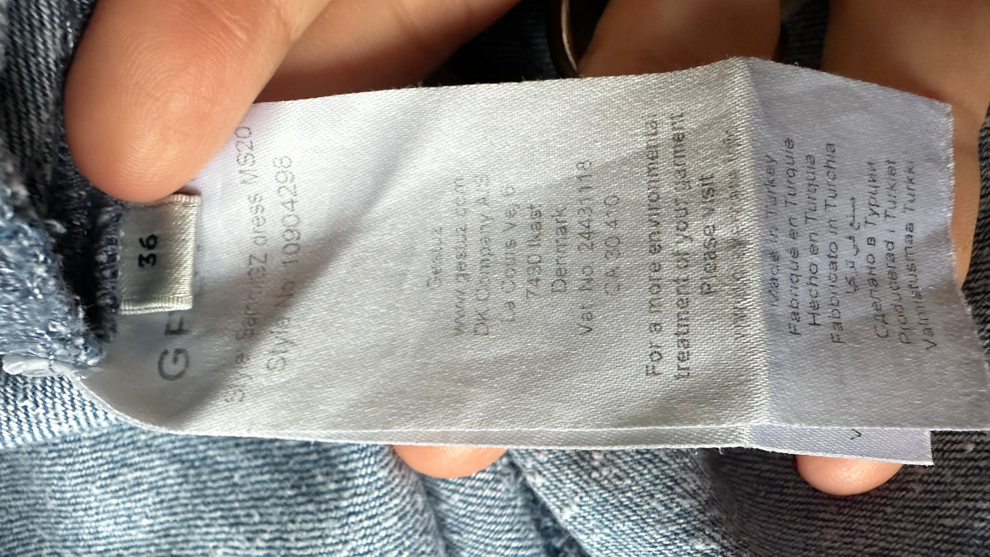 Gestuz light blue denim jeans tiered midi long dress small UK 8 vgc