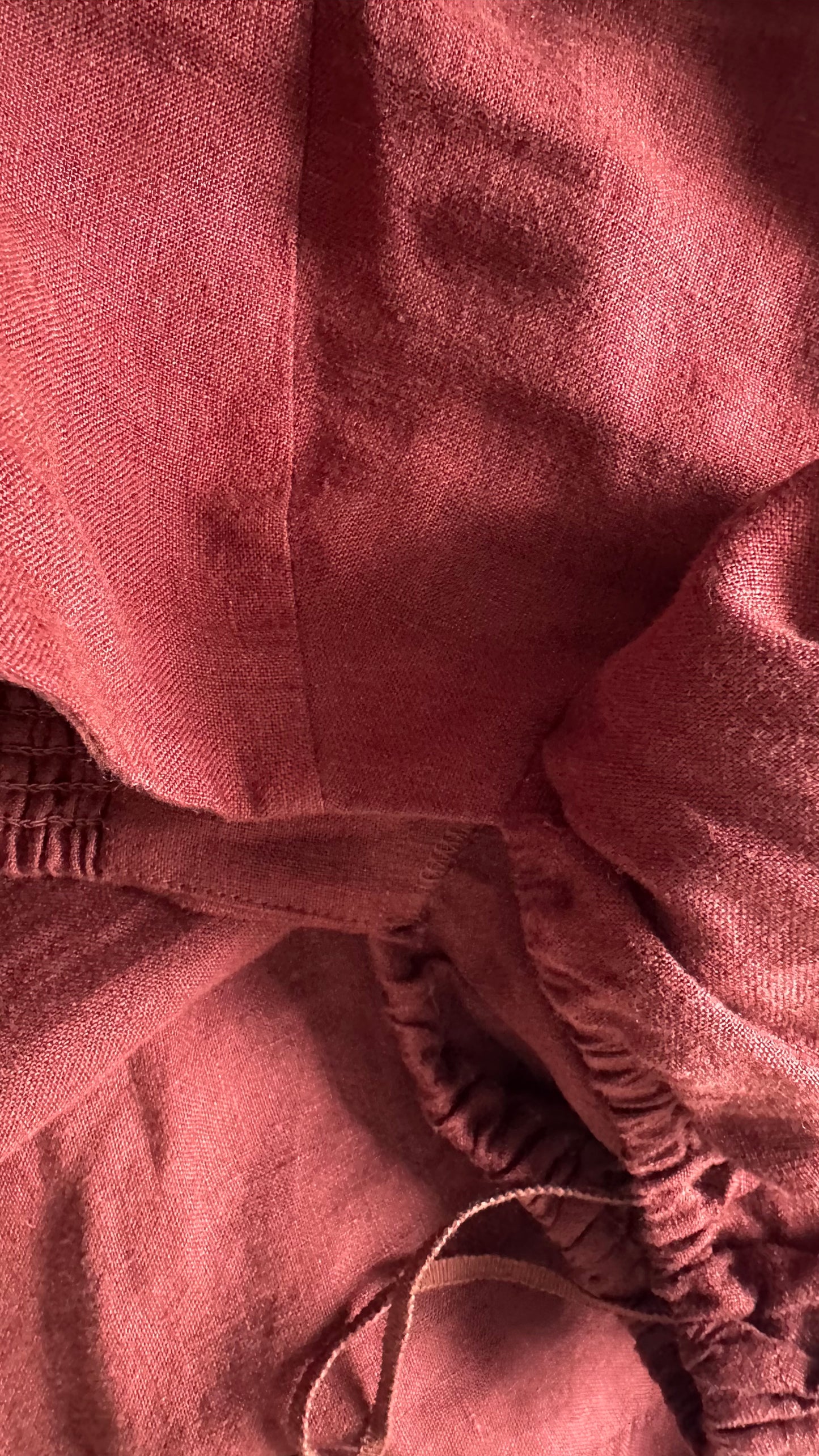 & other stories brown burgundy pure linen side split holiday event dress medium UK 12 vgc