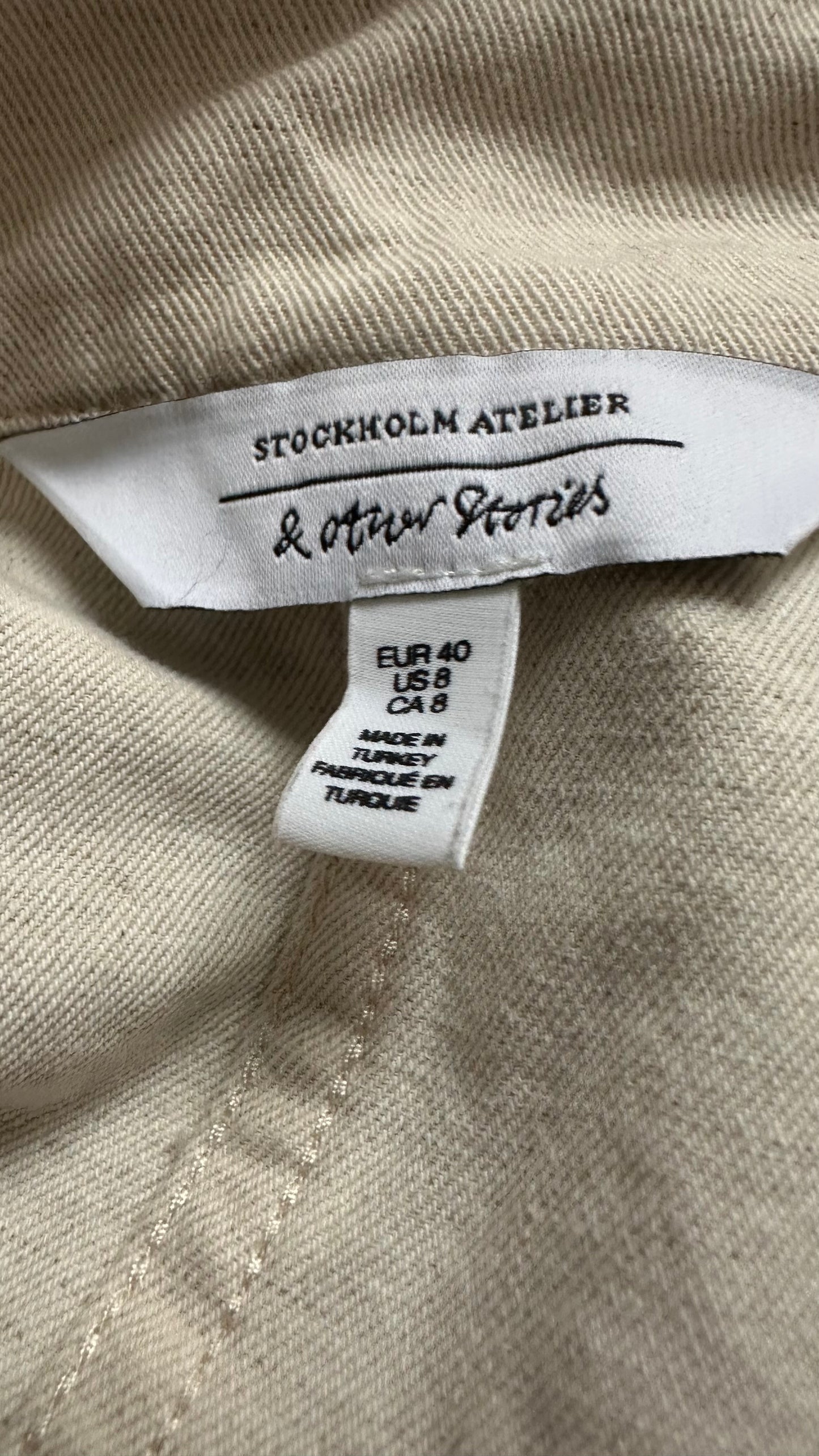 & other stories cream stone shorts playsuit jumpsuit medium UK 12 new bnwot linen blend holiday