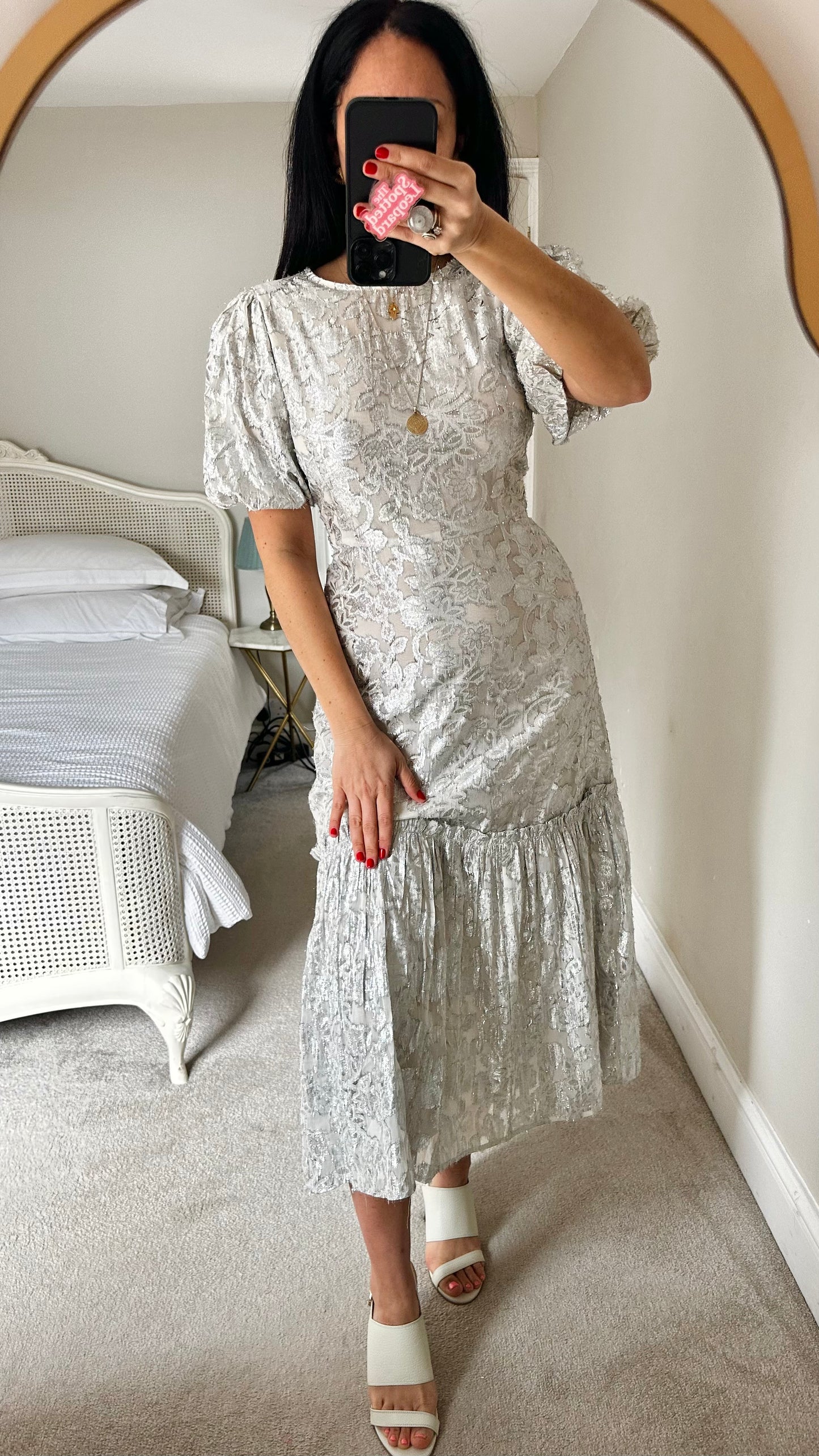 Warehouse silver metallic maxi long dress small UK 10 vgc even wedding