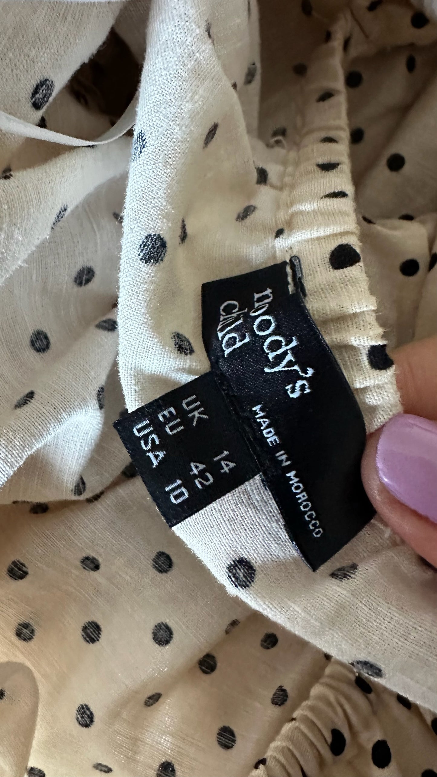 Nobodys child linen blend cream black polka dot shirt bust jumpsuit medium UK 14 vgc