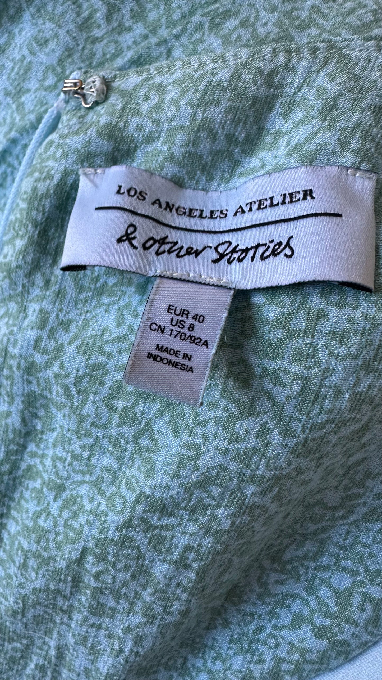 & other stories turquoise green floral midi long dress large UK 12 event vgc