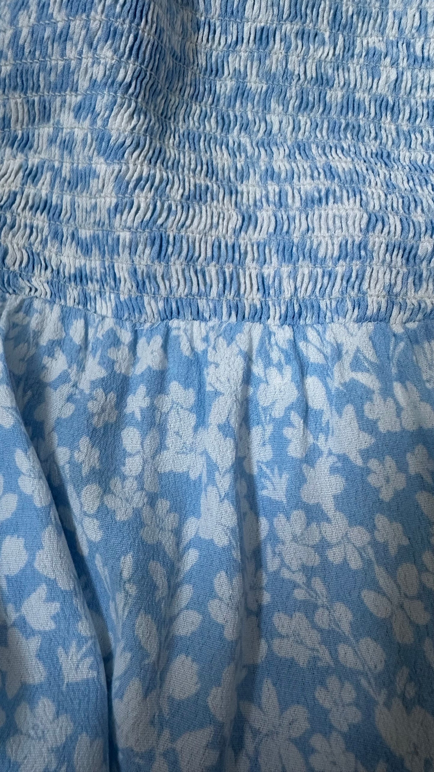 Oliver Bonas light blue white floral midi side split dress medium UK 14 new