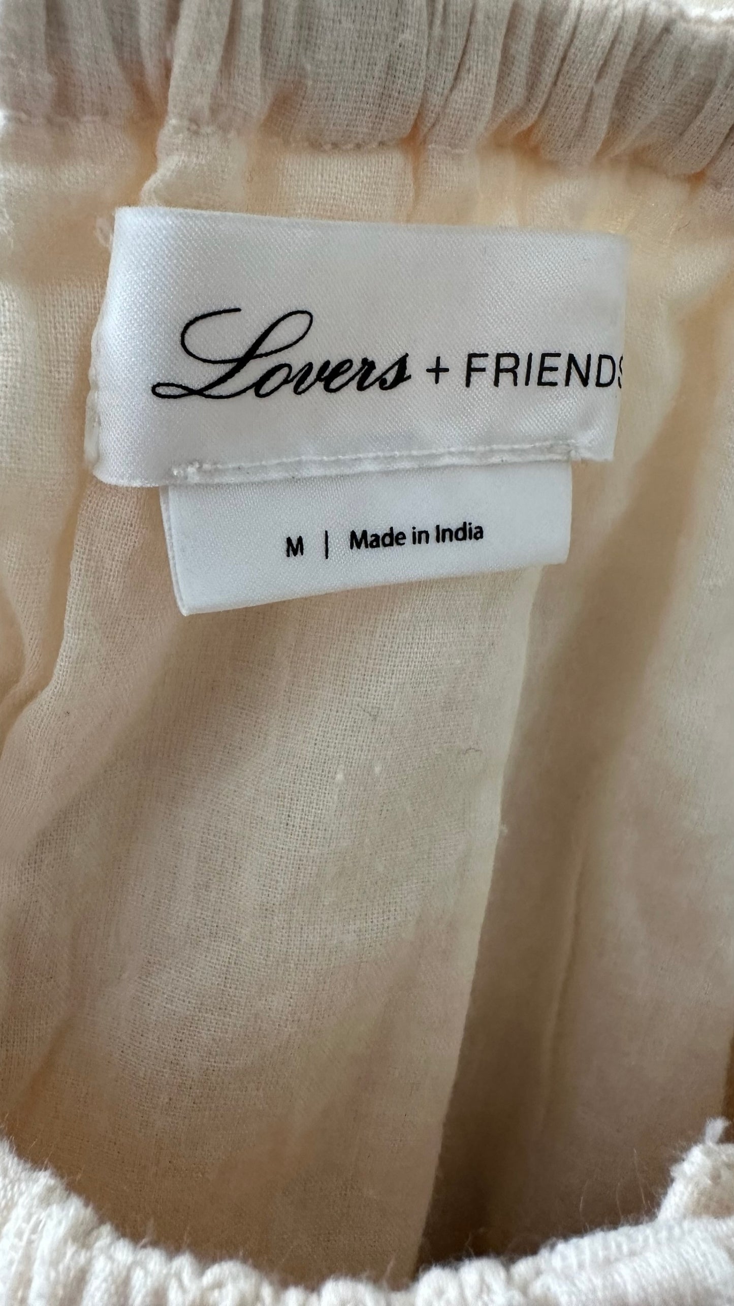 Lovers & Friends cream beige off shoulder frill detail mini dress medium M UK 10 vgc