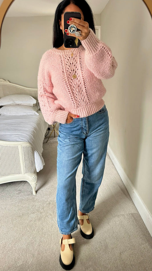 & other stories rose pink knitted wool mohair blend jumper small UK 8-10 vgc w25
