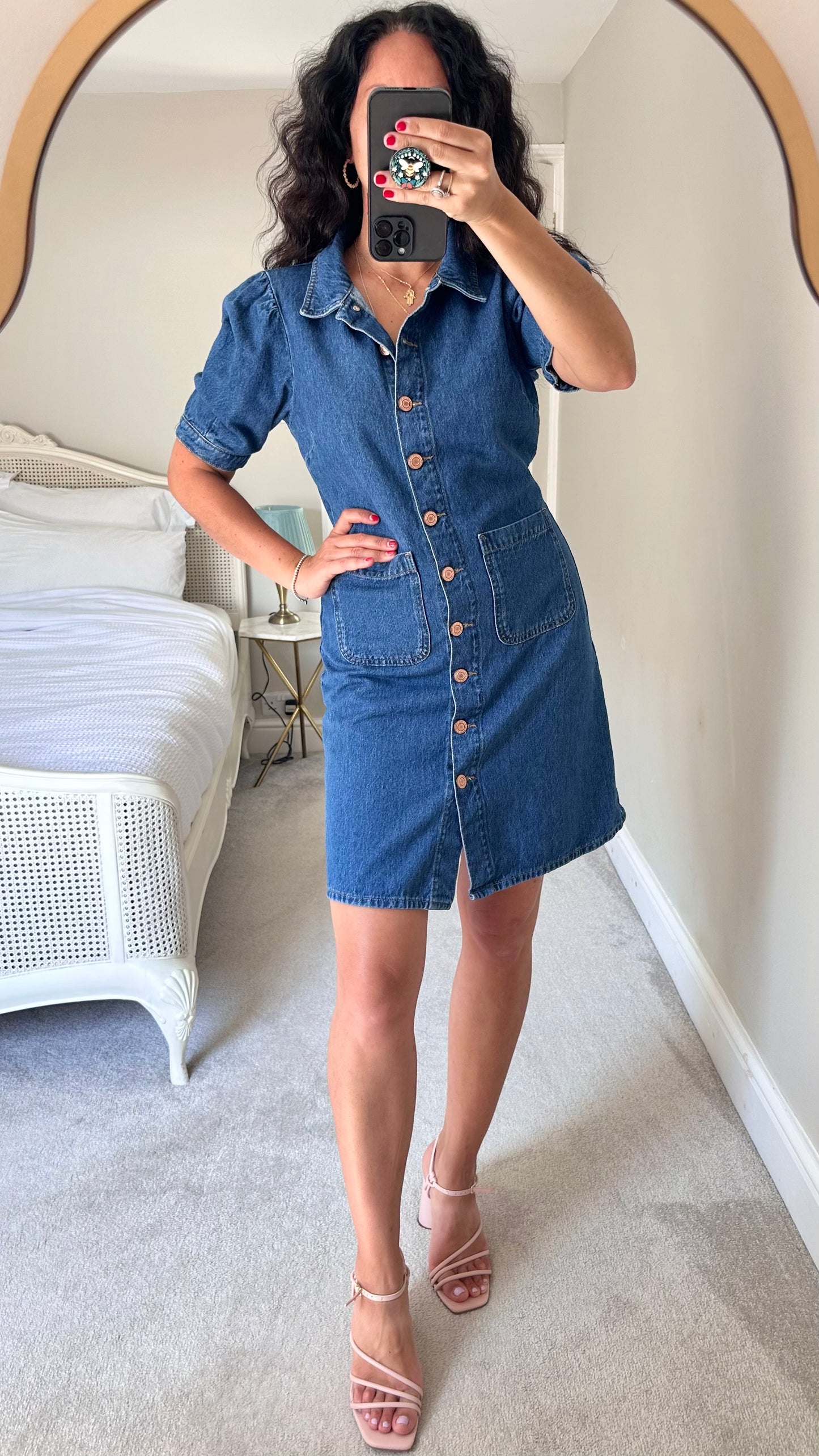 Seen Worn Kept @ Anthropologie denim navy blue jeans dress button up casual medium UK 10-12 new