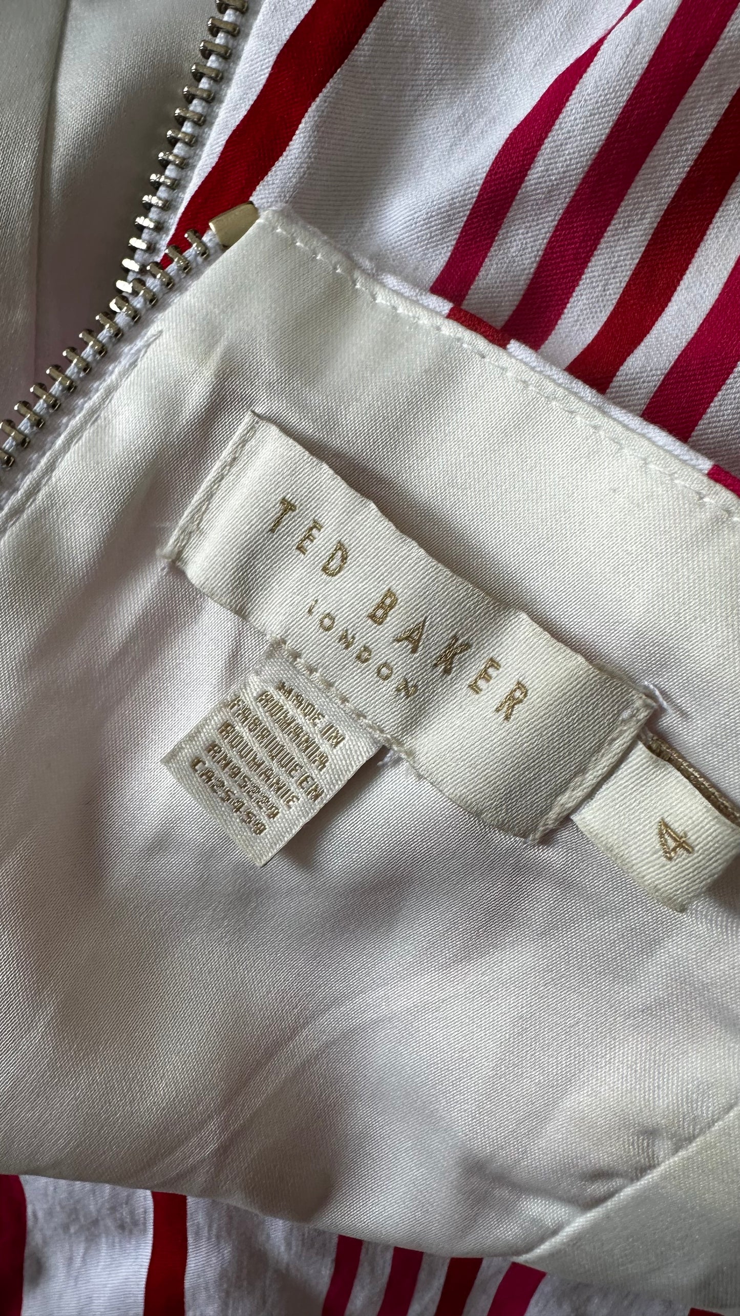 Ted Baker white red stripe jumpsuit playsuit trousersuit medium UK 14 EU 4 holiday