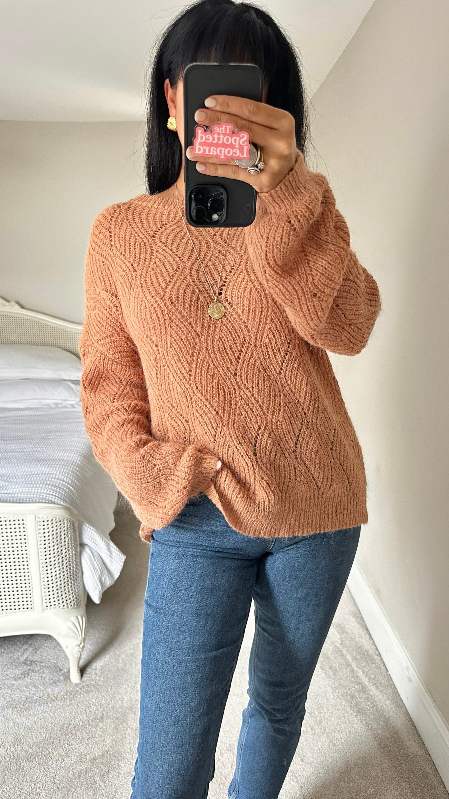 Oliver bonas camel tan alpaca wool blend knit jumper medium M UK 10 excellent used condition