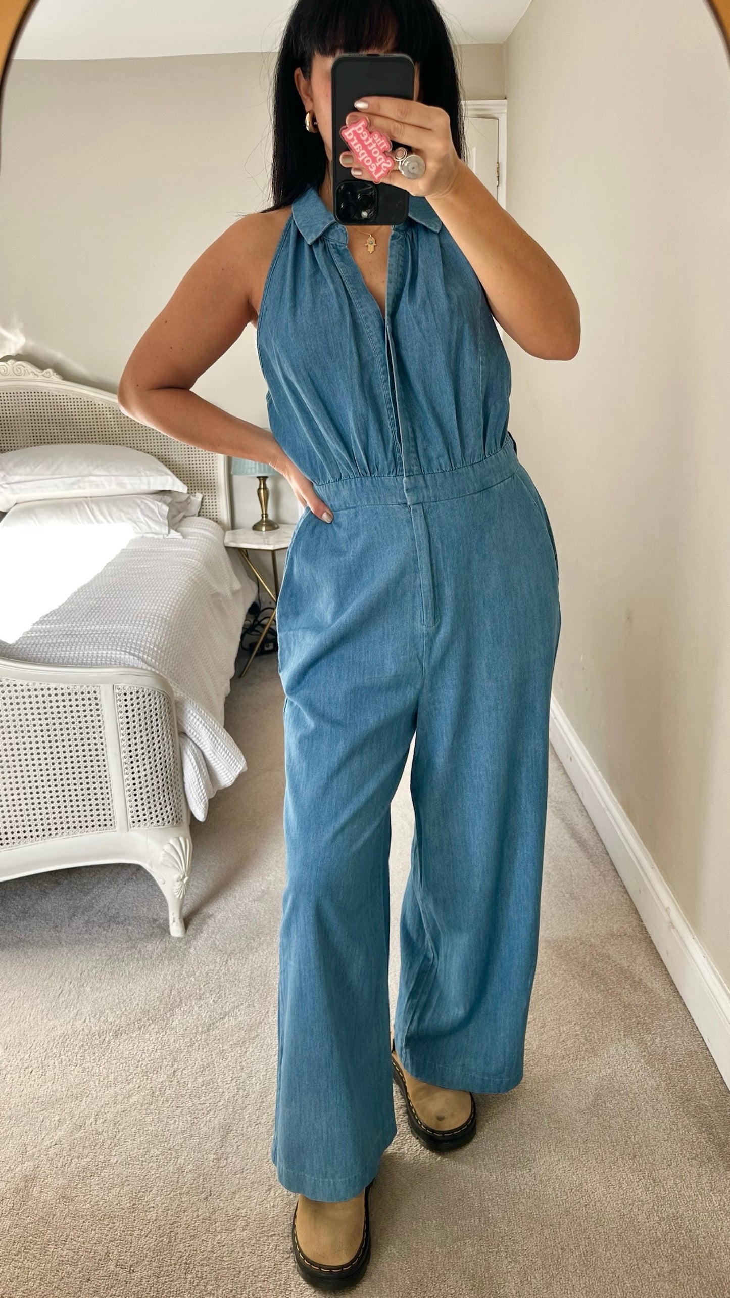 Forever new denim jeans jumpsuit playsuit large UK 14 vgc