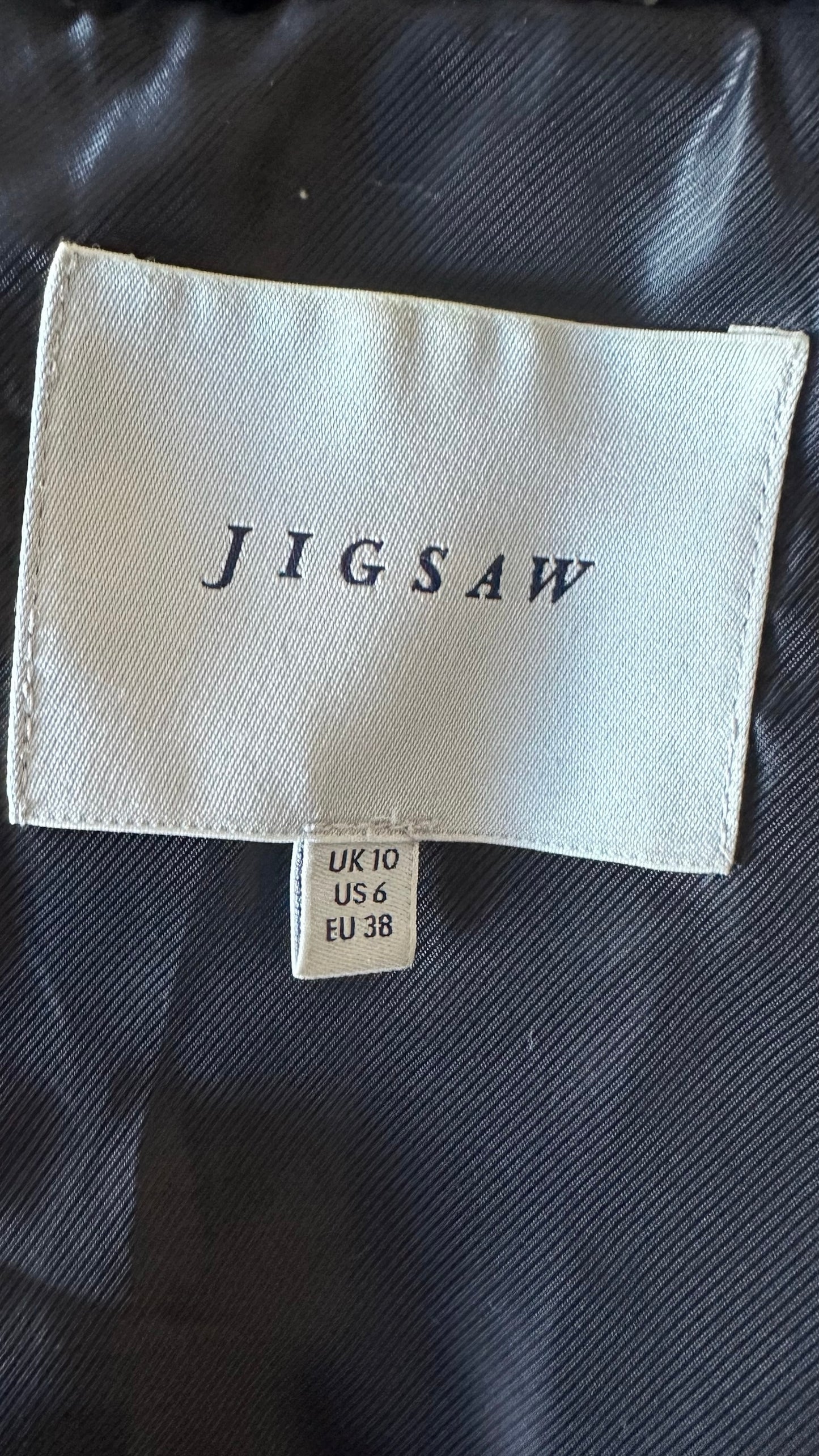 Jigsaw black puffer jacket coat M medium UK 10 excellent used condition