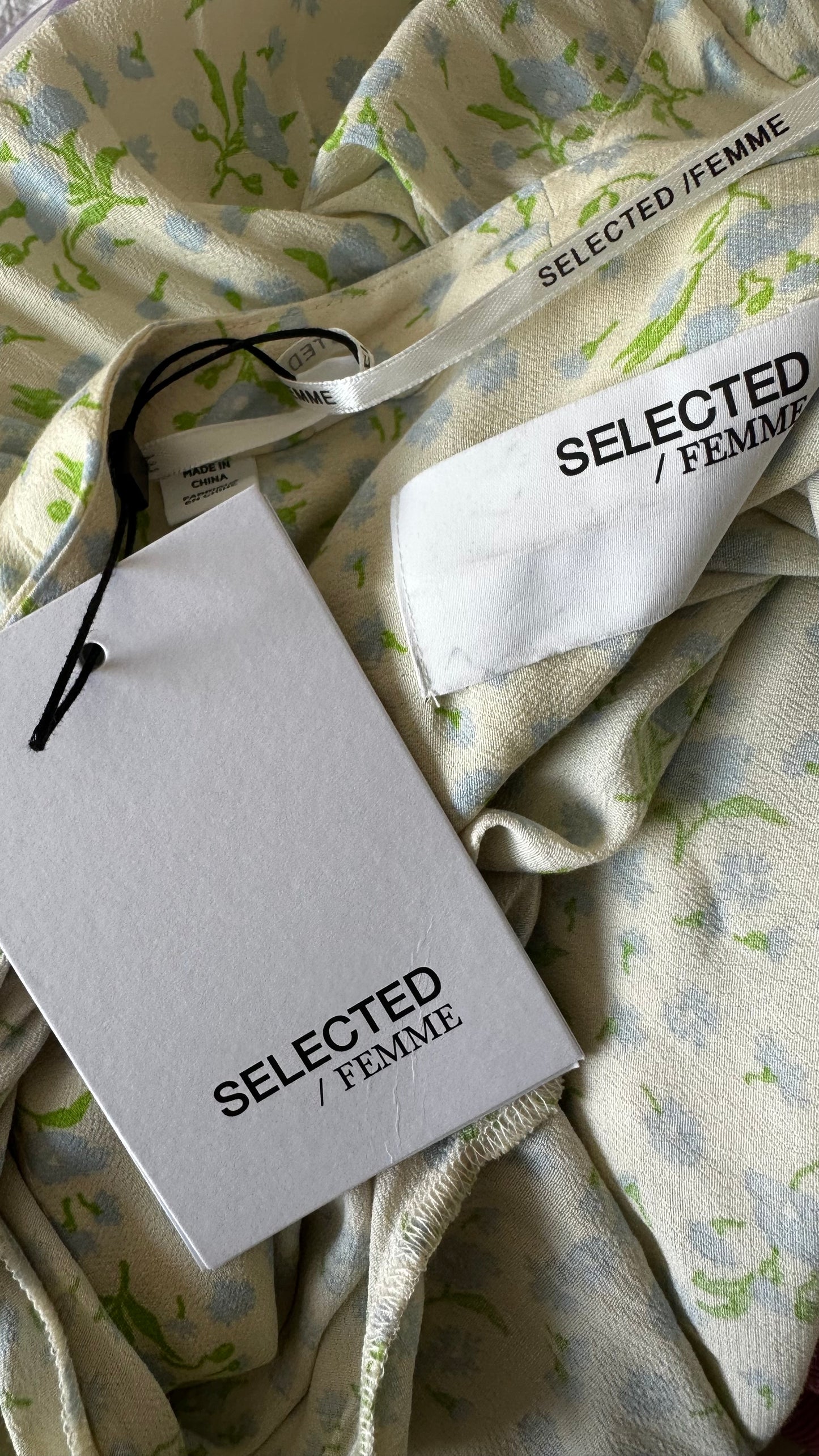 Selected Femme @ Anthropologie cream green floral wrap mini dress medium UK 12 new bnwt