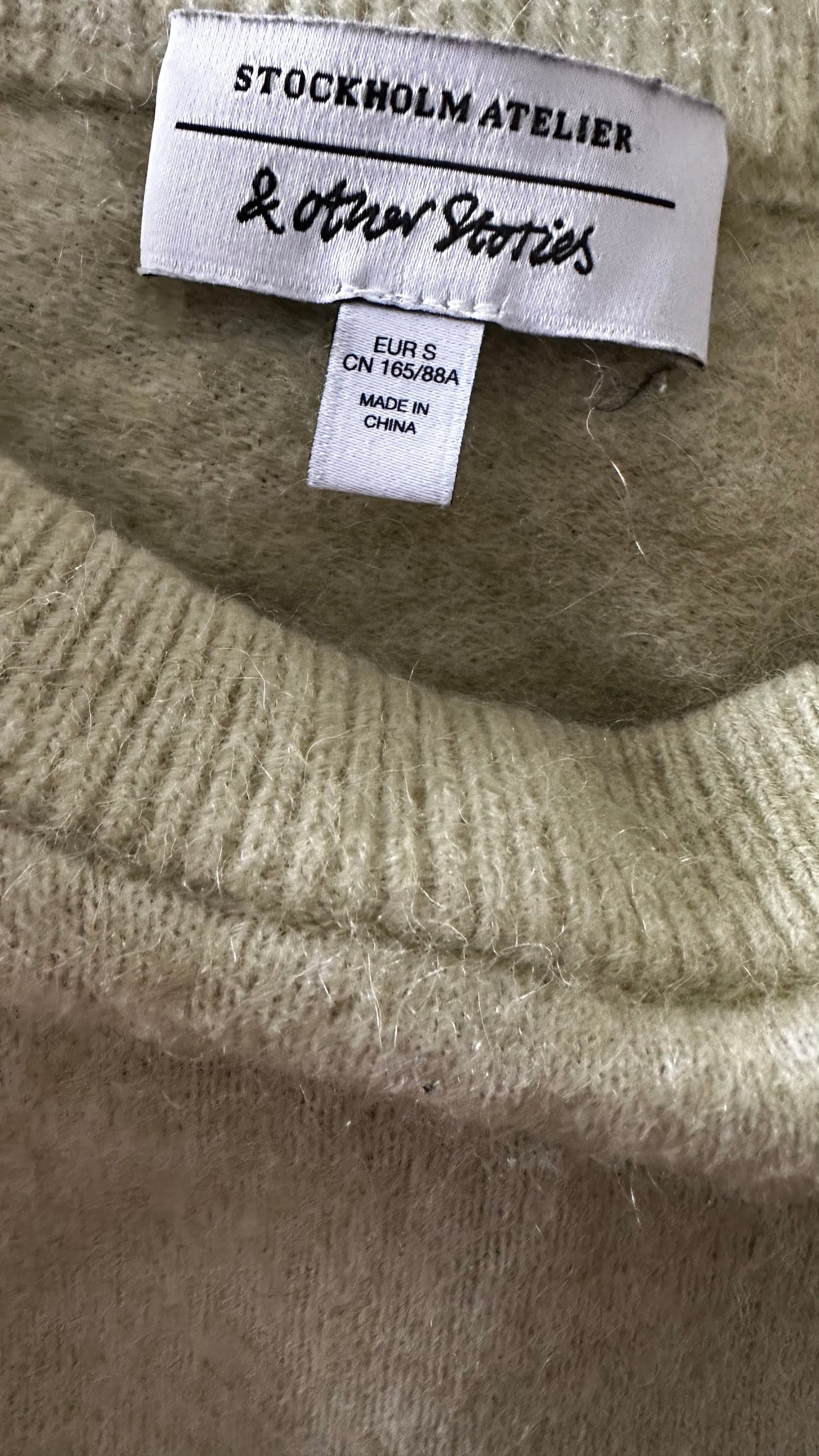 & other stories light green lime knitted jumper alpaca wool blend small UK 8 vgc