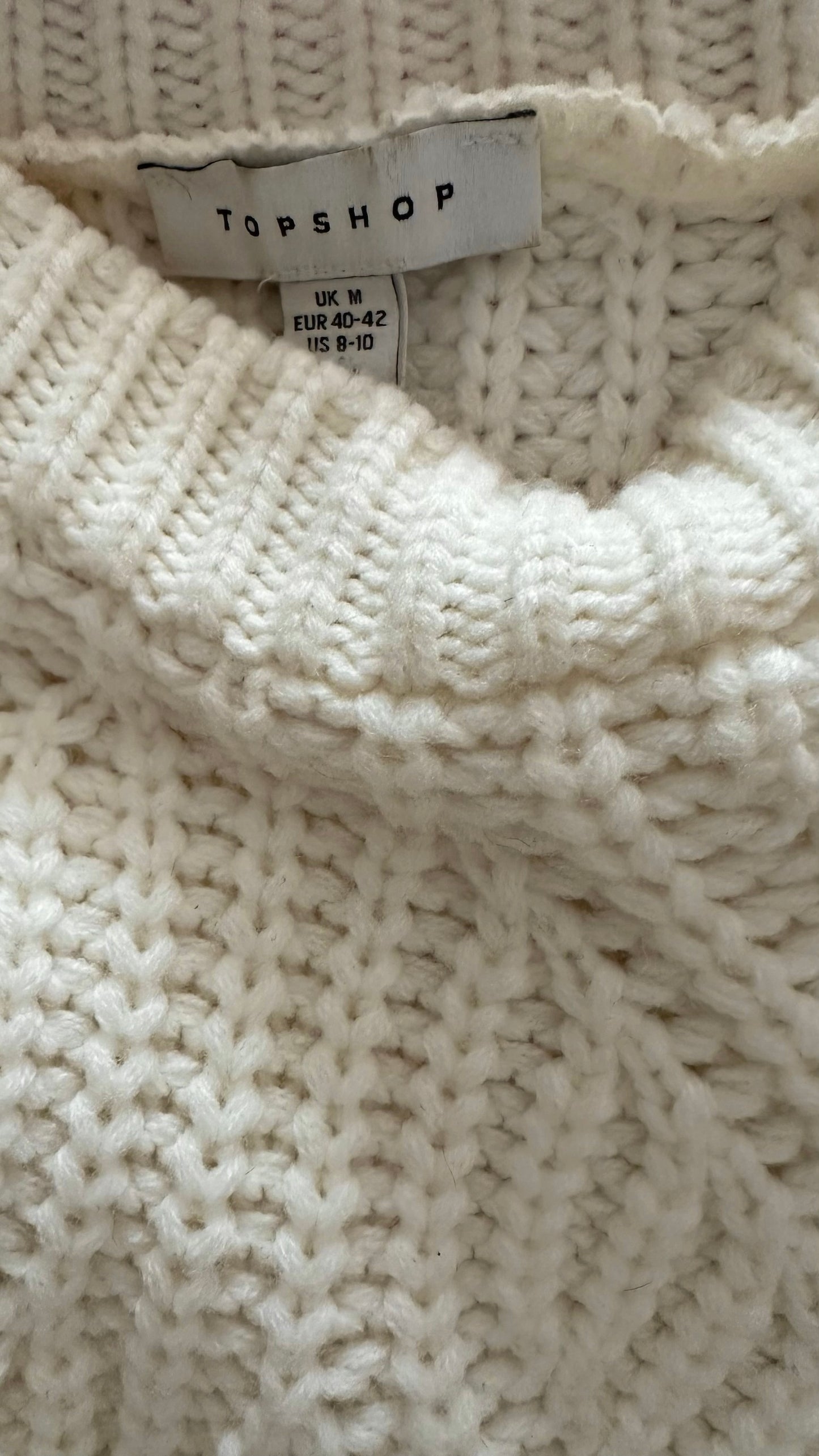 Topshop white chunky knit jumper small medium UK 8 10 12 vgc