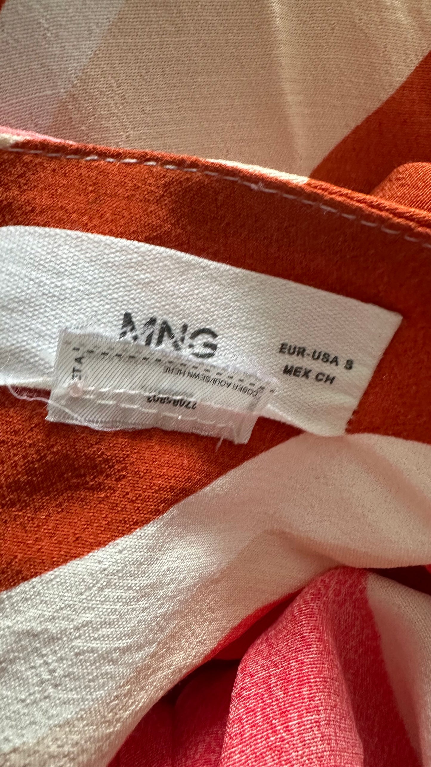 Mango orange coral pink cream knot wrap midi long front split holiday skirt small UK 8-10 vgc