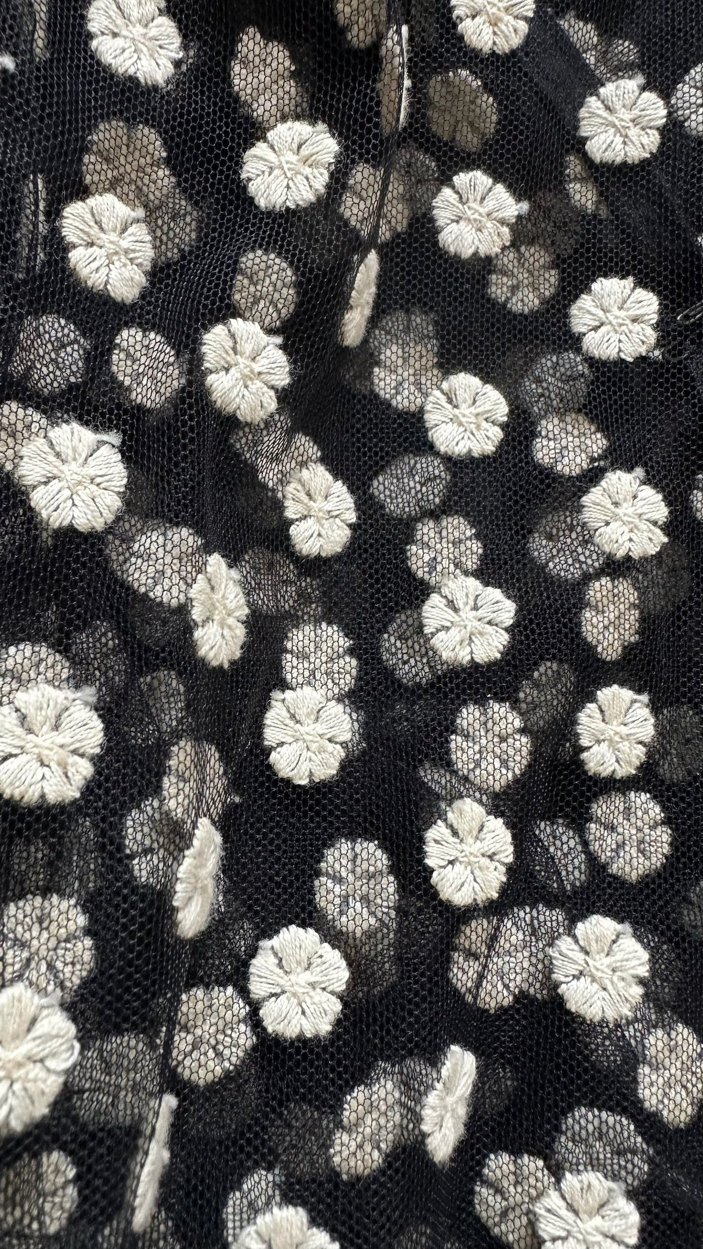 Oliver bonas black cream daisy mesh event dress small UK 10