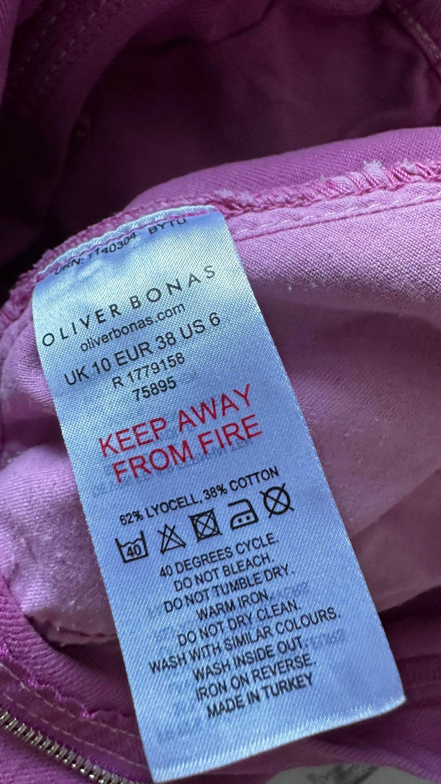 Oliver Bonas pink purple button up jumpsuit playsuit trousersuit small medium UK 10 12 14 vgc