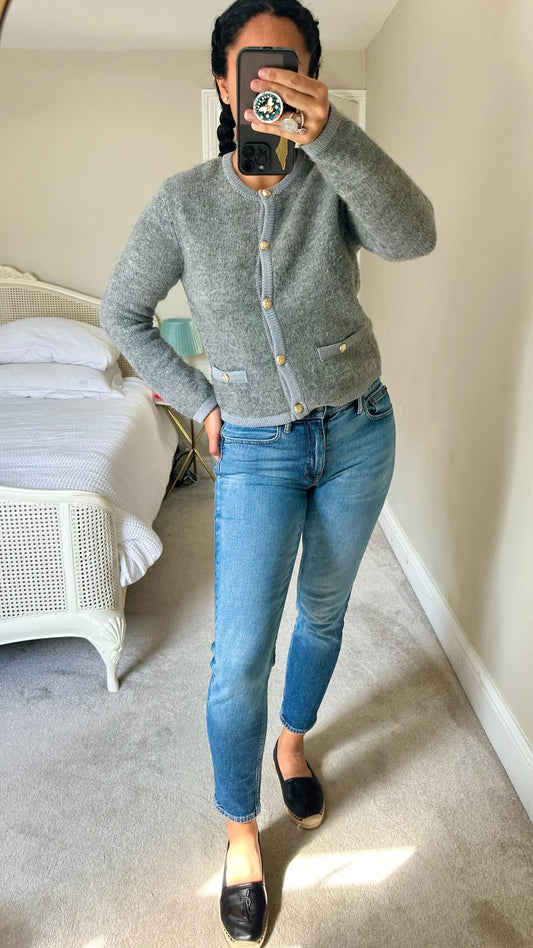 Albaray gray alpaca wool blend cardigan small UK 8-10 vgc w25
