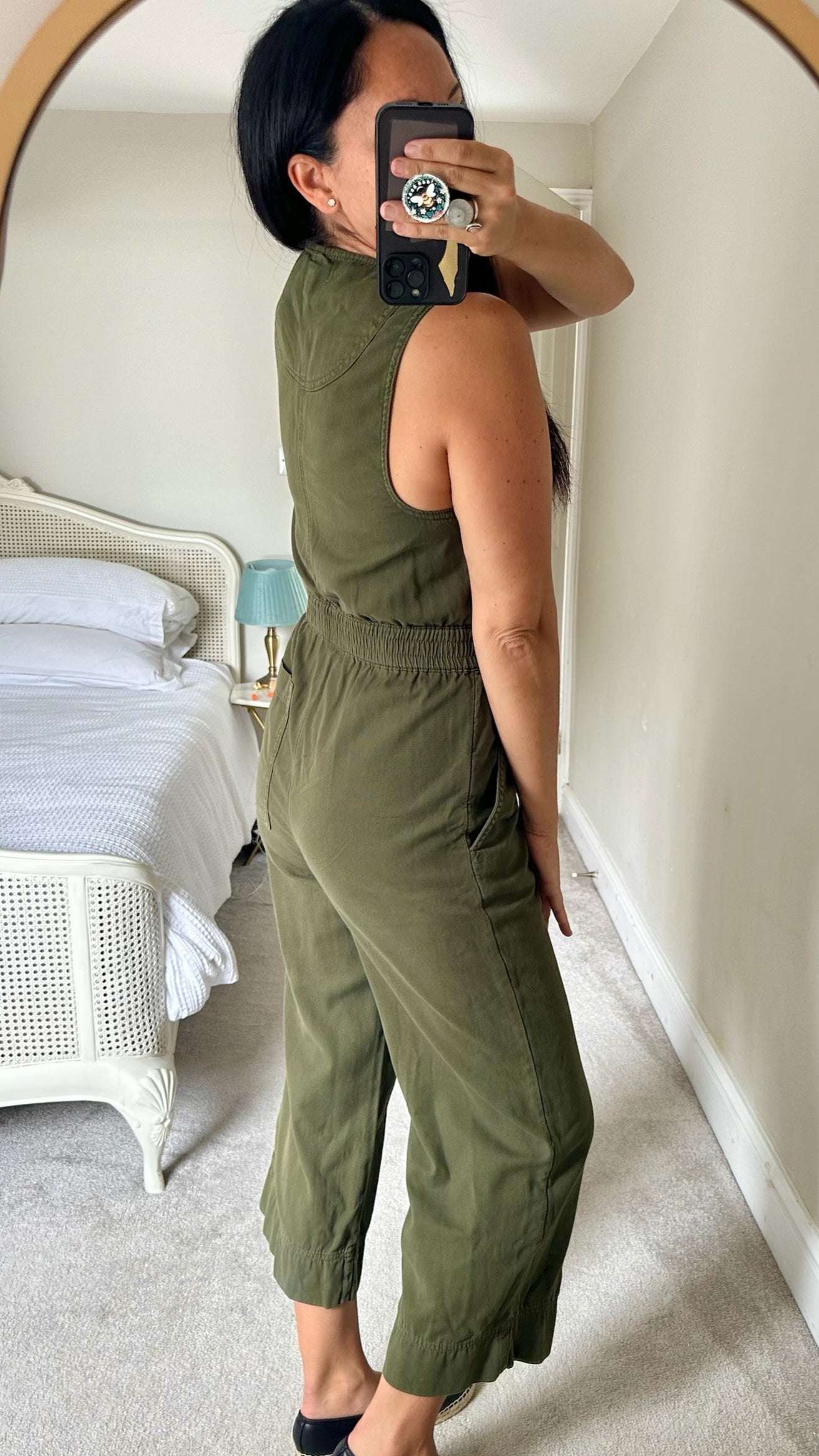 Whistles khaki olive green pure cotton jumpsuit boiler suit medium UK 10 vgc