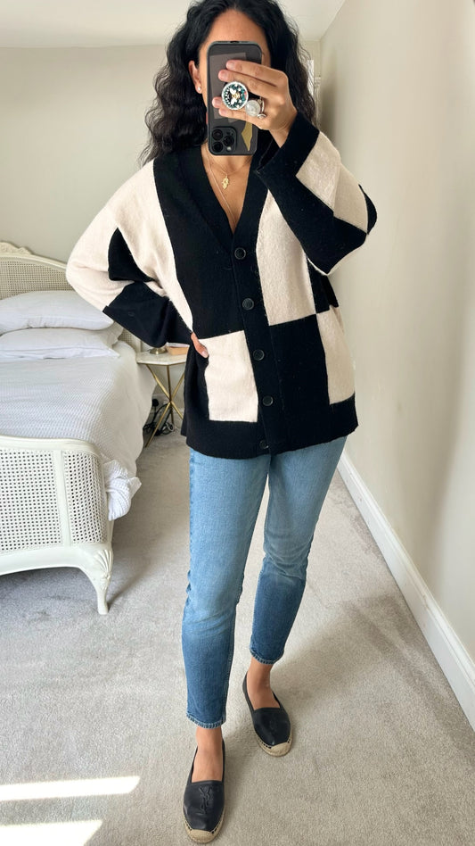 & other stories black white color block oversized cardigan medium UK 10-12 vgc w25