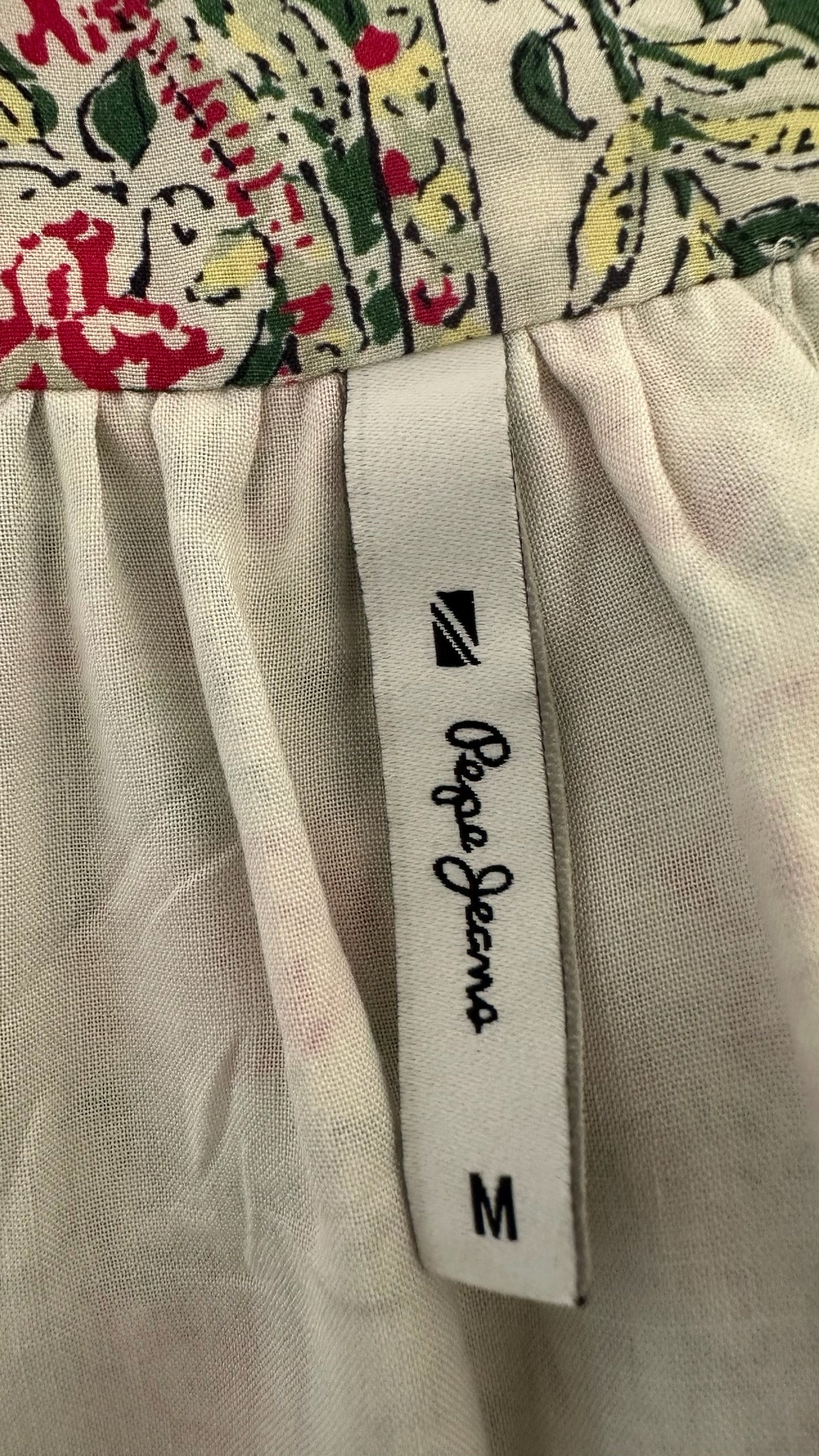 Pepe jeans playsuit pink green cream floral print medium UK 10 vgc
