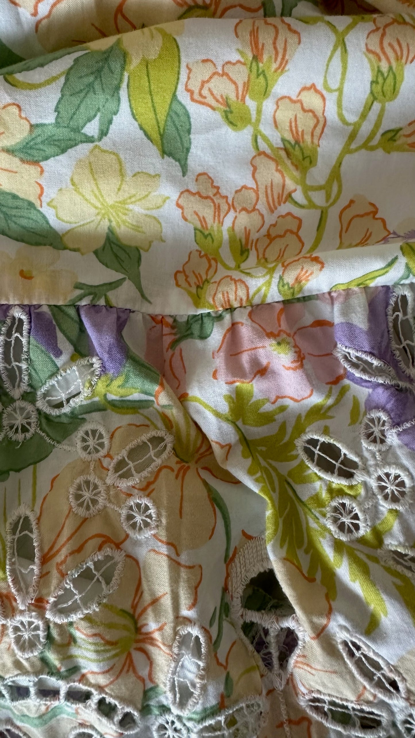 Nobody’s child yellow lilac maxi broderie anglaise holiday dress extra large small UK 8 14 vgc
