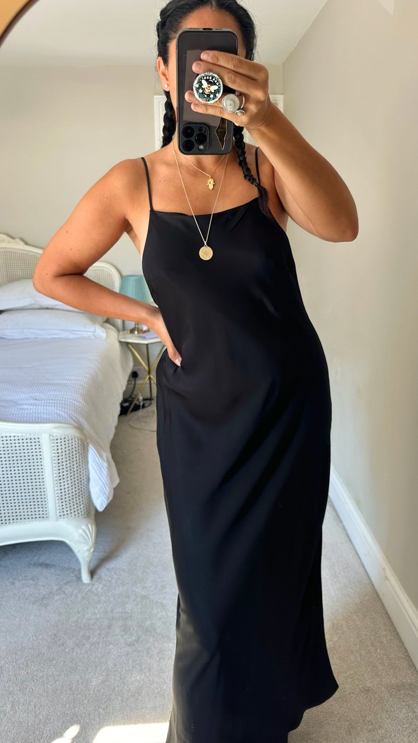 Zara black slip maxi event dress extra large UK 14 vgc w25
