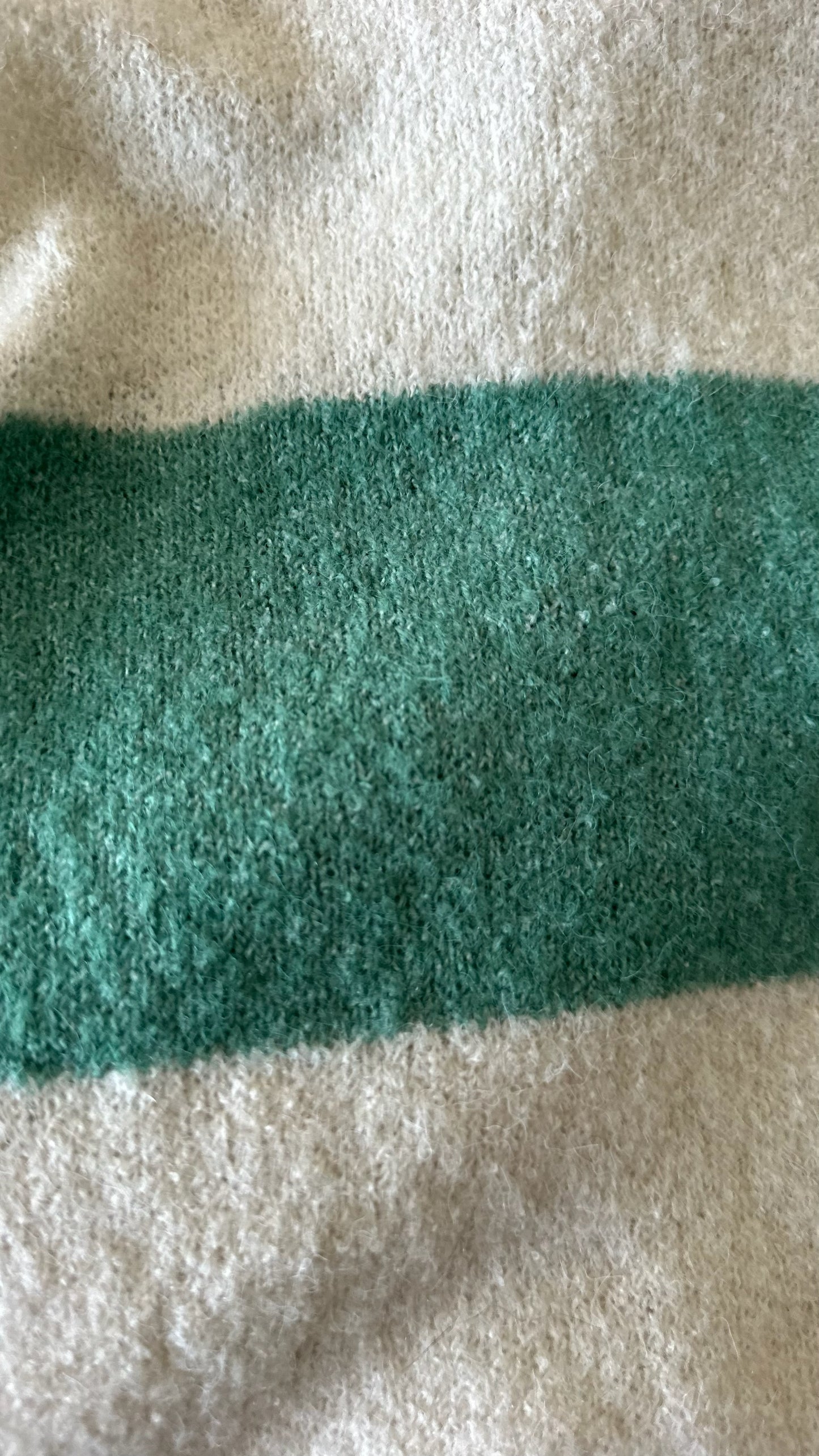 ICHI emerald green cream stripe knitted jumper extra large UK 14 vgc w25