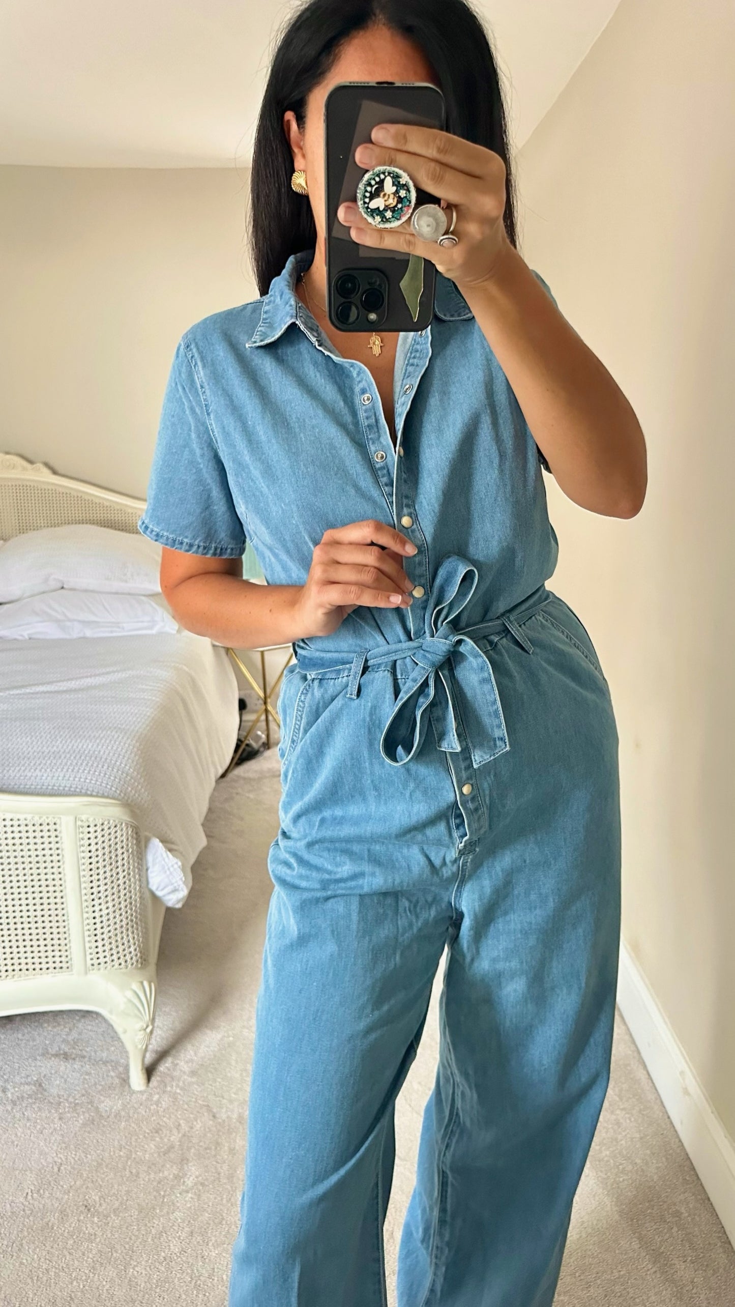 Object light blue denim jumpsuit large UK 12 bnwt new jeans w25