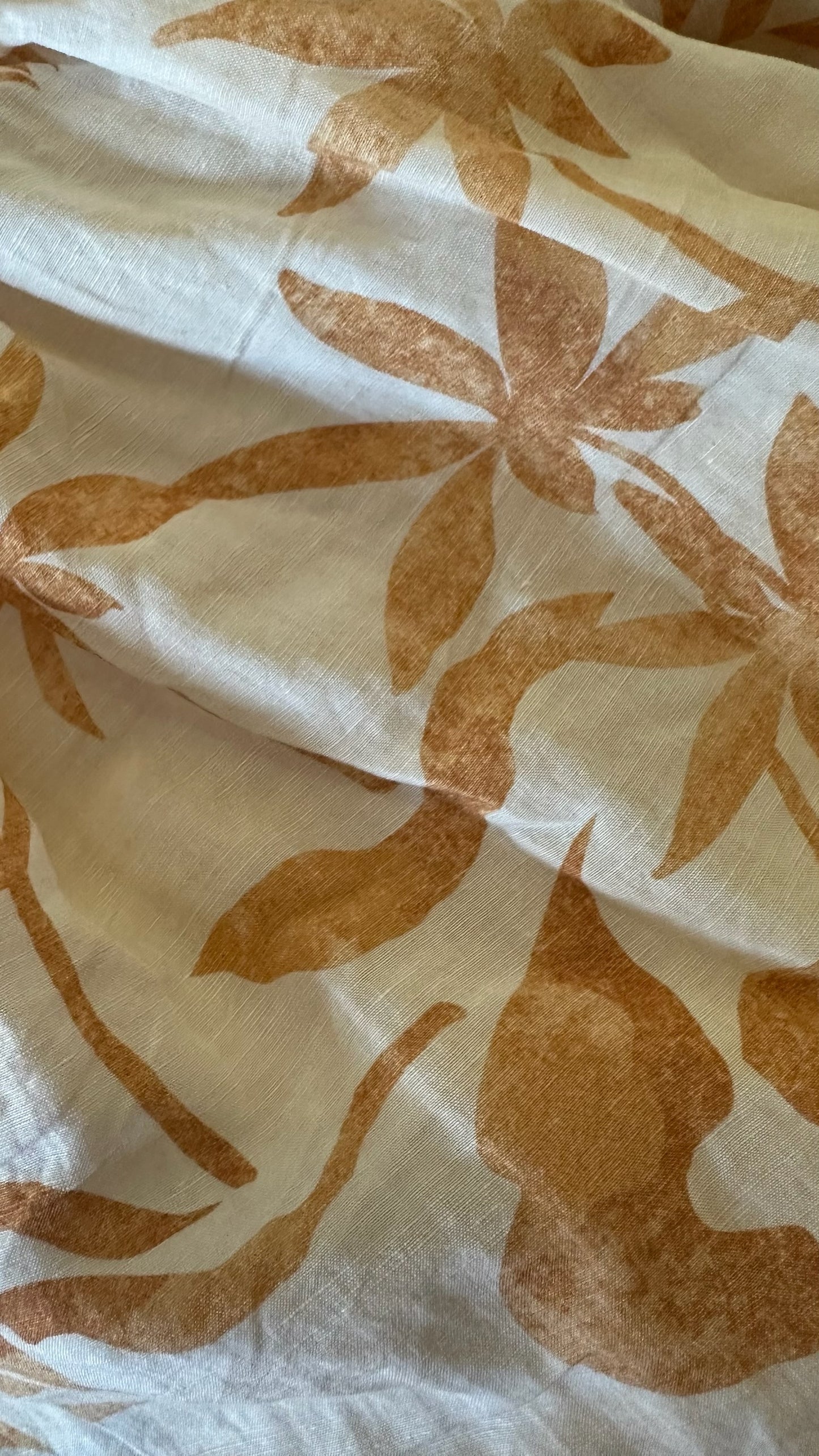 Steele cream burnt orange linen blend maxi halter neck holiday dress small UK 8 vgc