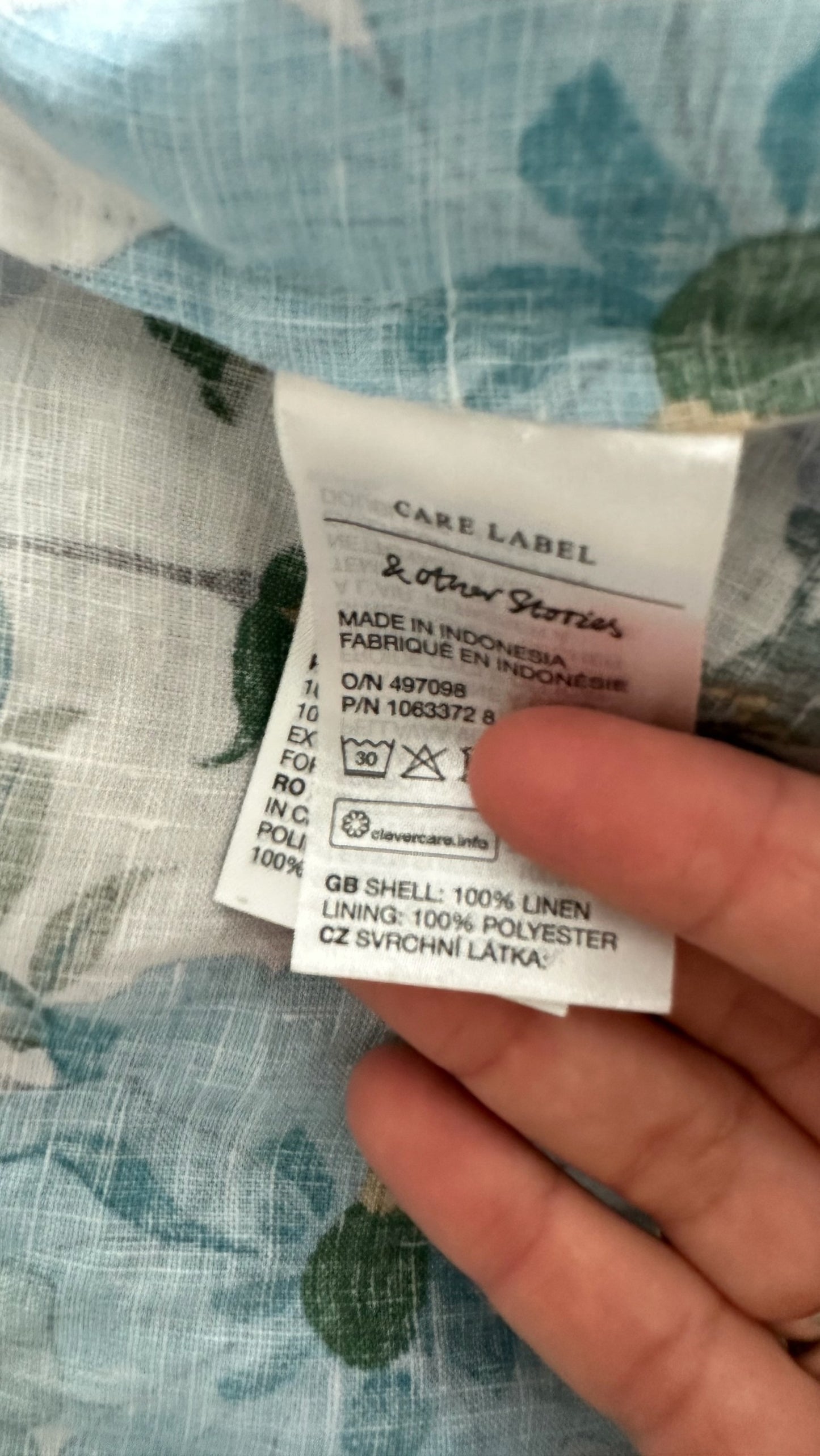 & other stories floral pure linen blue white yellow wedding guest dress small large UK 8 10 16 vgc