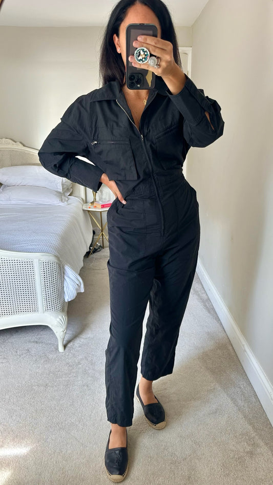 & other stories black boiler jumpsuit shell suit medium UK 10 vgc w25